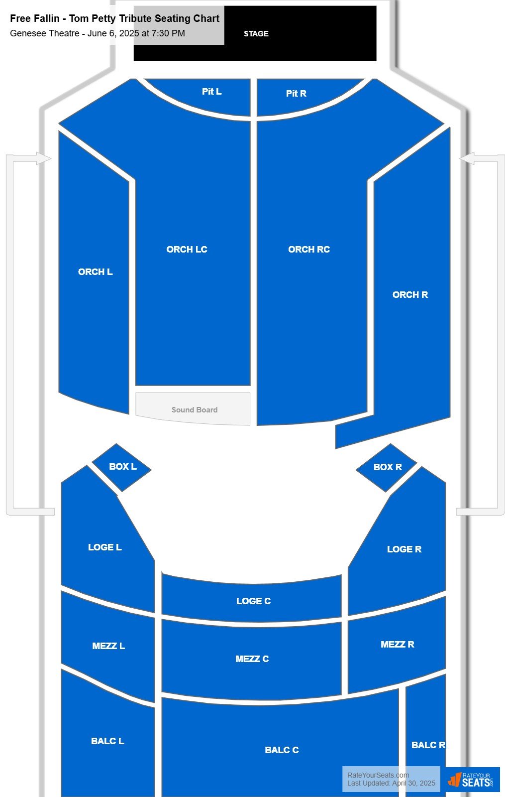 Free Fallin - Tom Petty Tribute seating chart Genesee Theatre