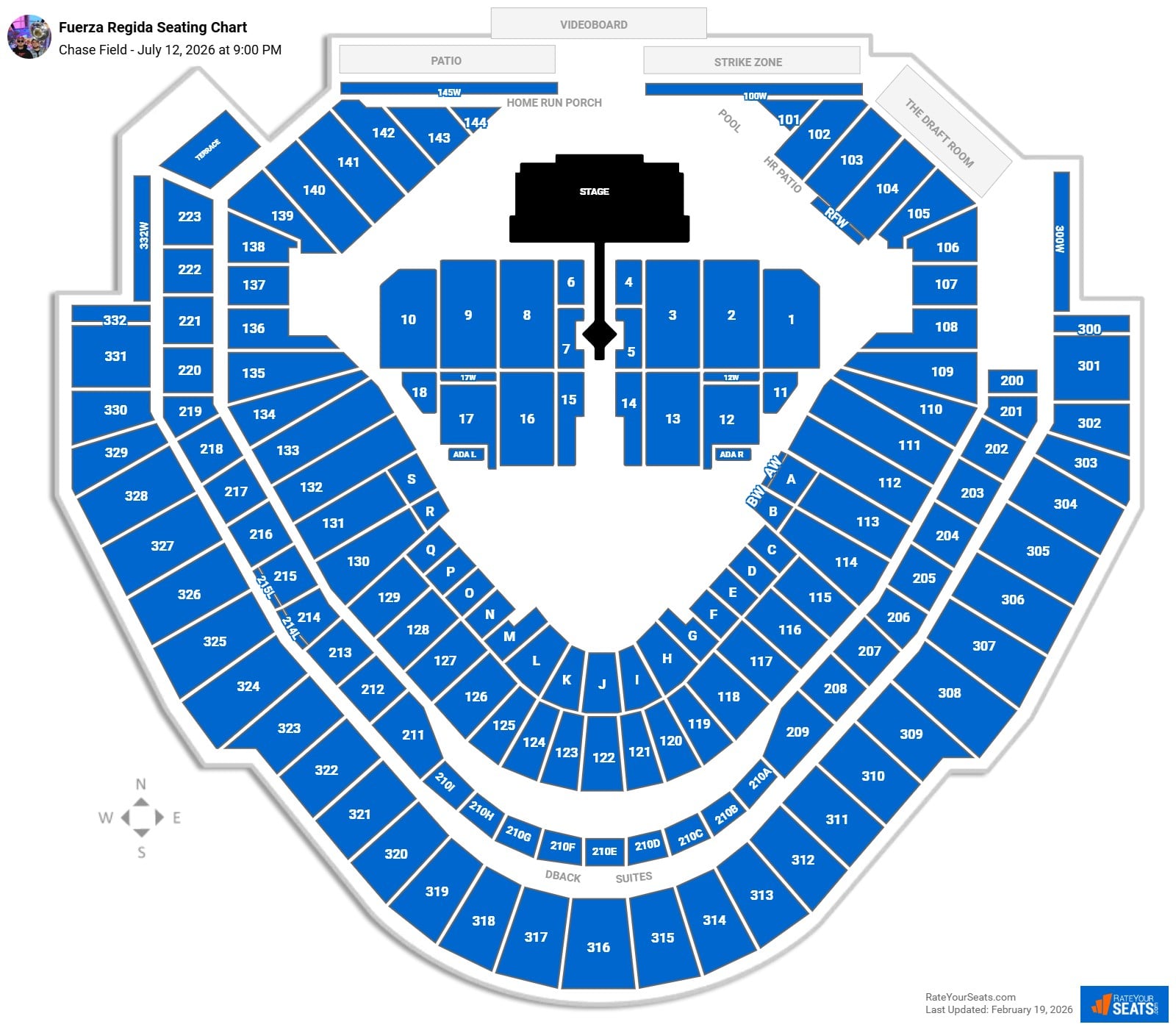 Fuerza Regida seating chart Chase Field