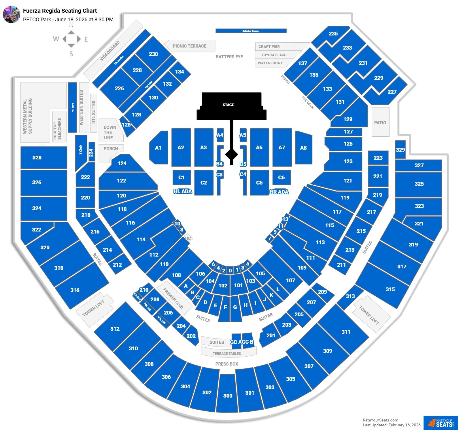 Fuerza Regida seating chart PETCO Park