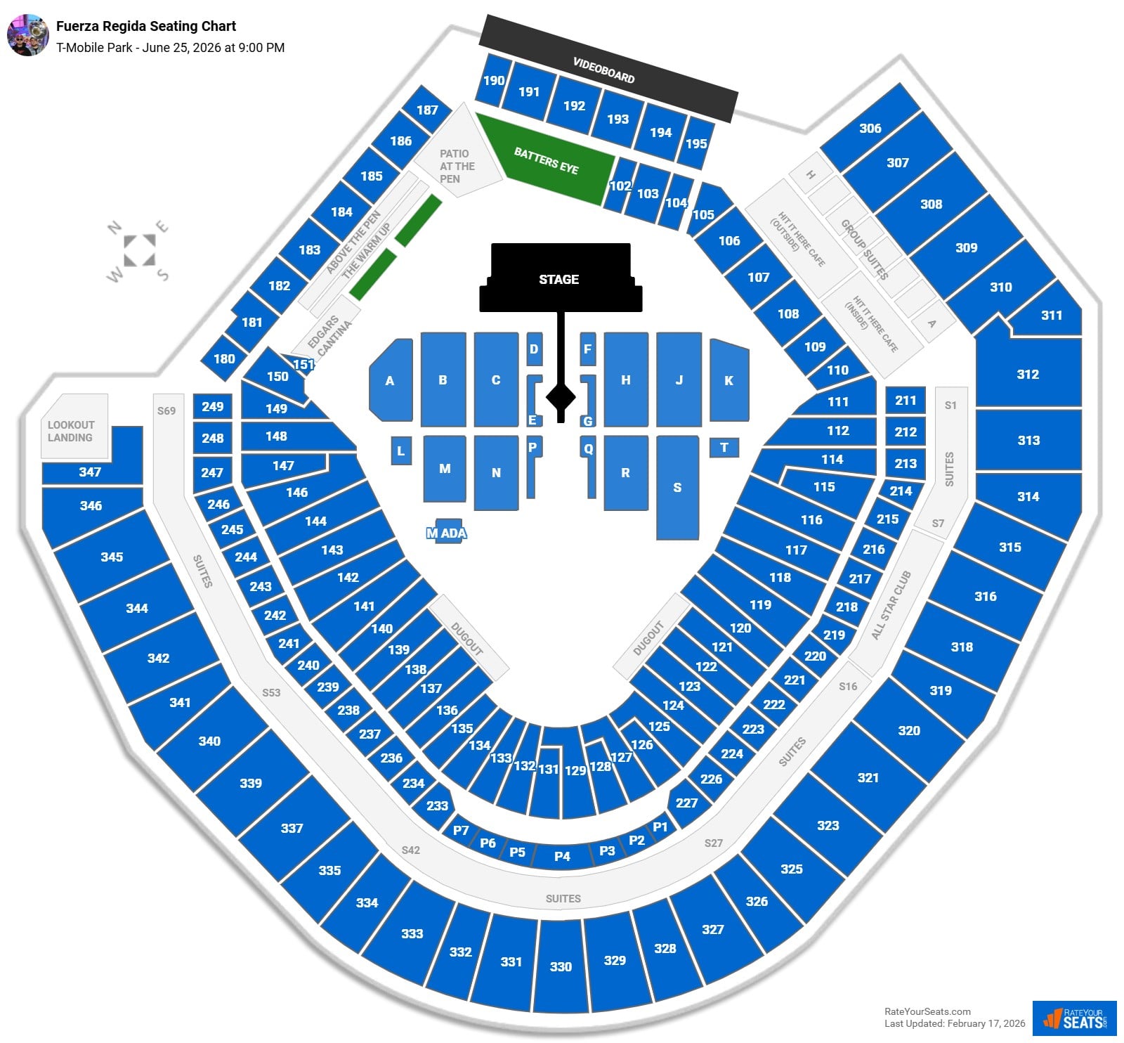 Fuerza Regida seating chart T-Mobile Park