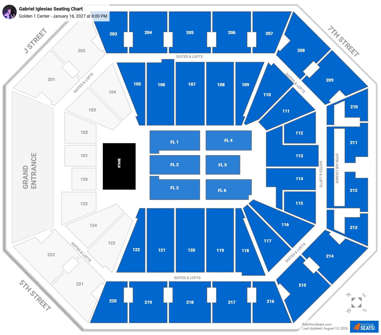 Gabriel Iglesias (Rescheduled from 5/2/26) Seating Chart at Golden 1 Center