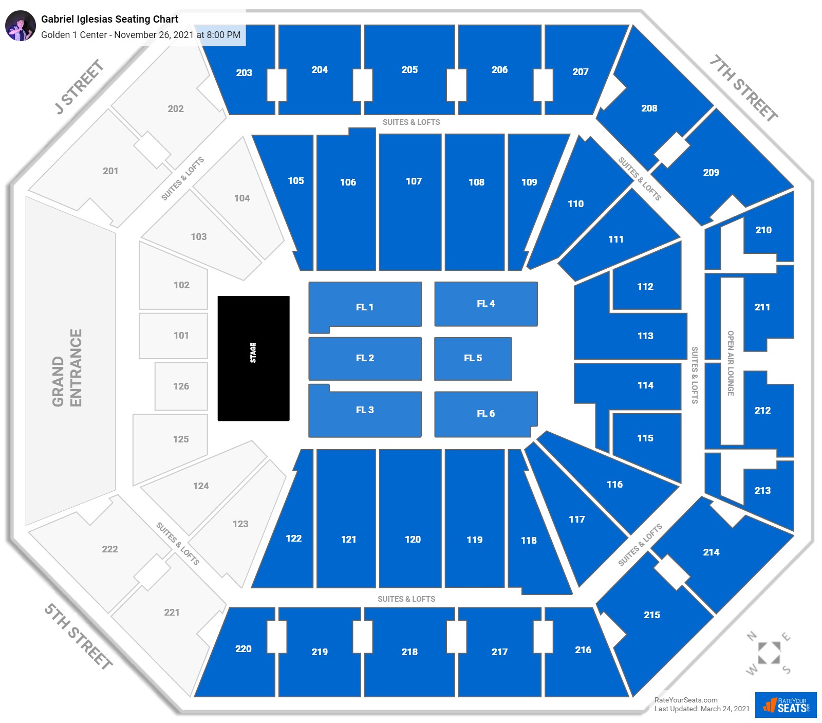 Gabriel Iglesias seating chart Golden 1 Center