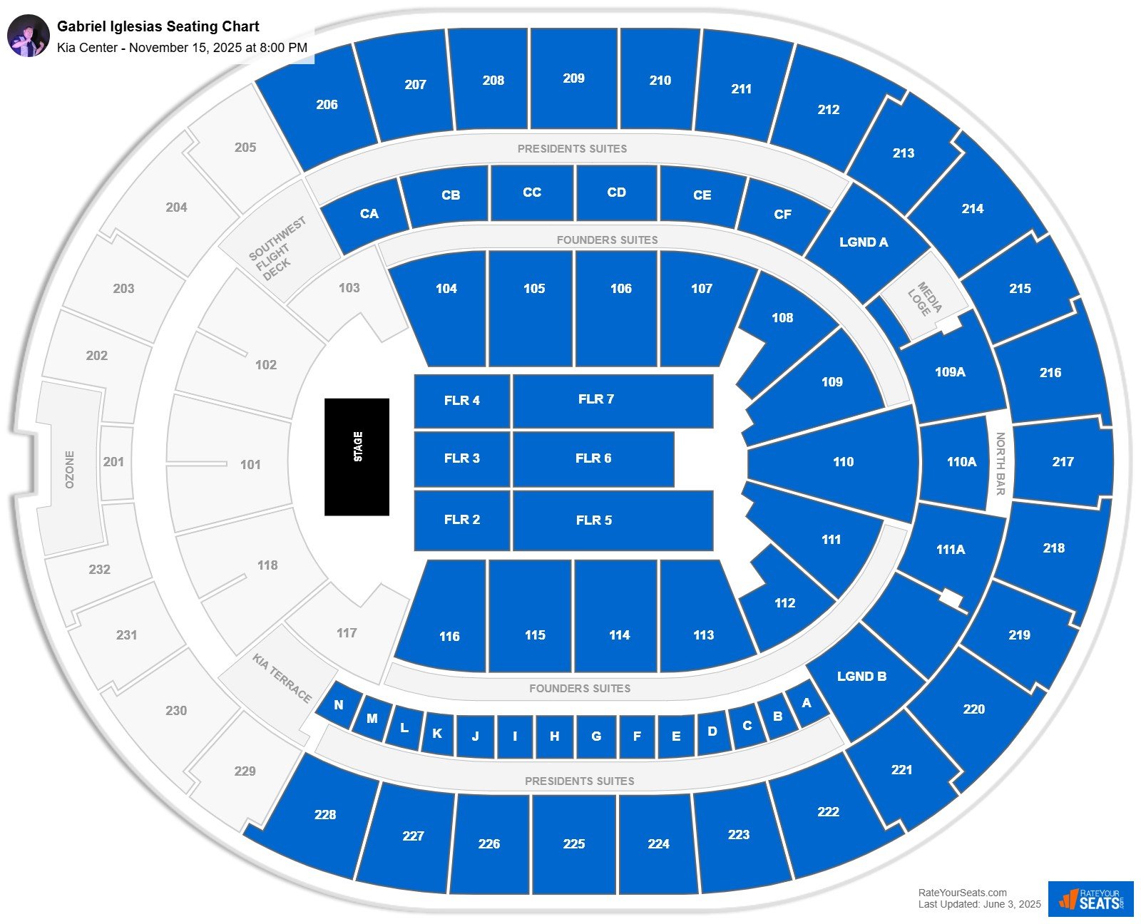 Gabriel Iglesias seating chart Kia Center