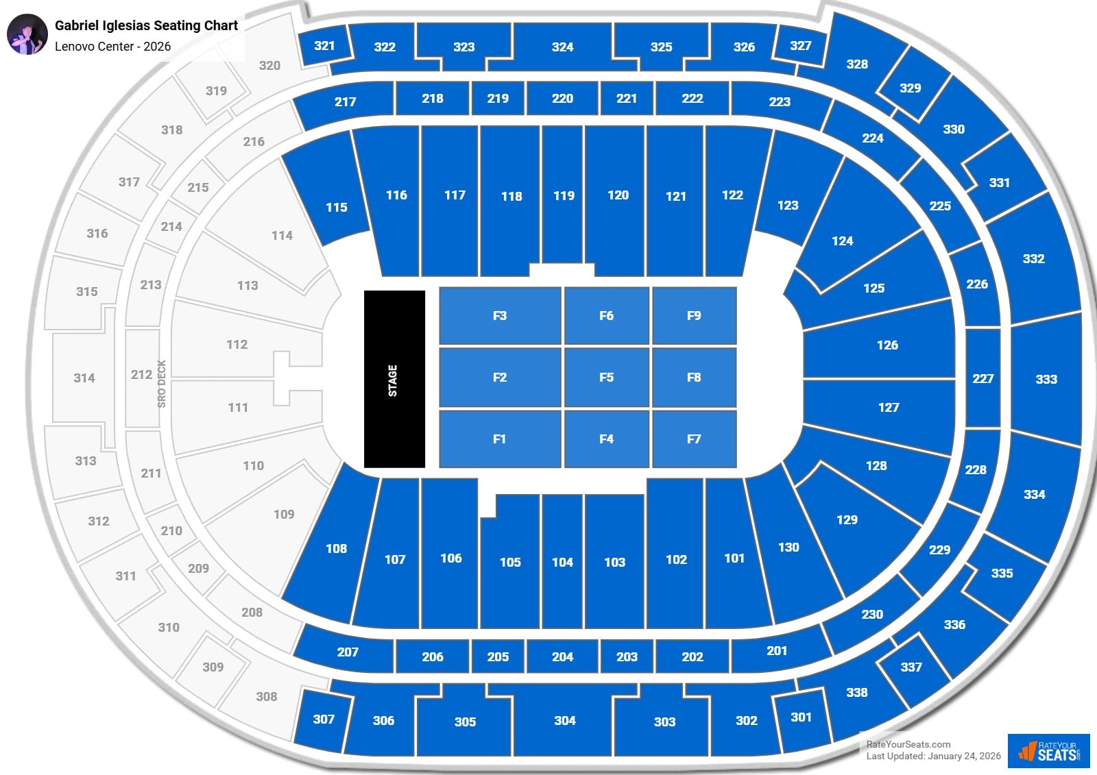 Gabriel Iglesias seating chart Lenovo Center