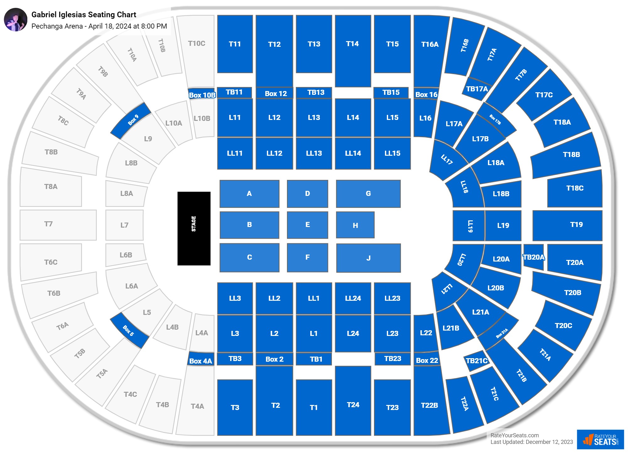 Gabriel Iglesias seating chart Pechanga Arena