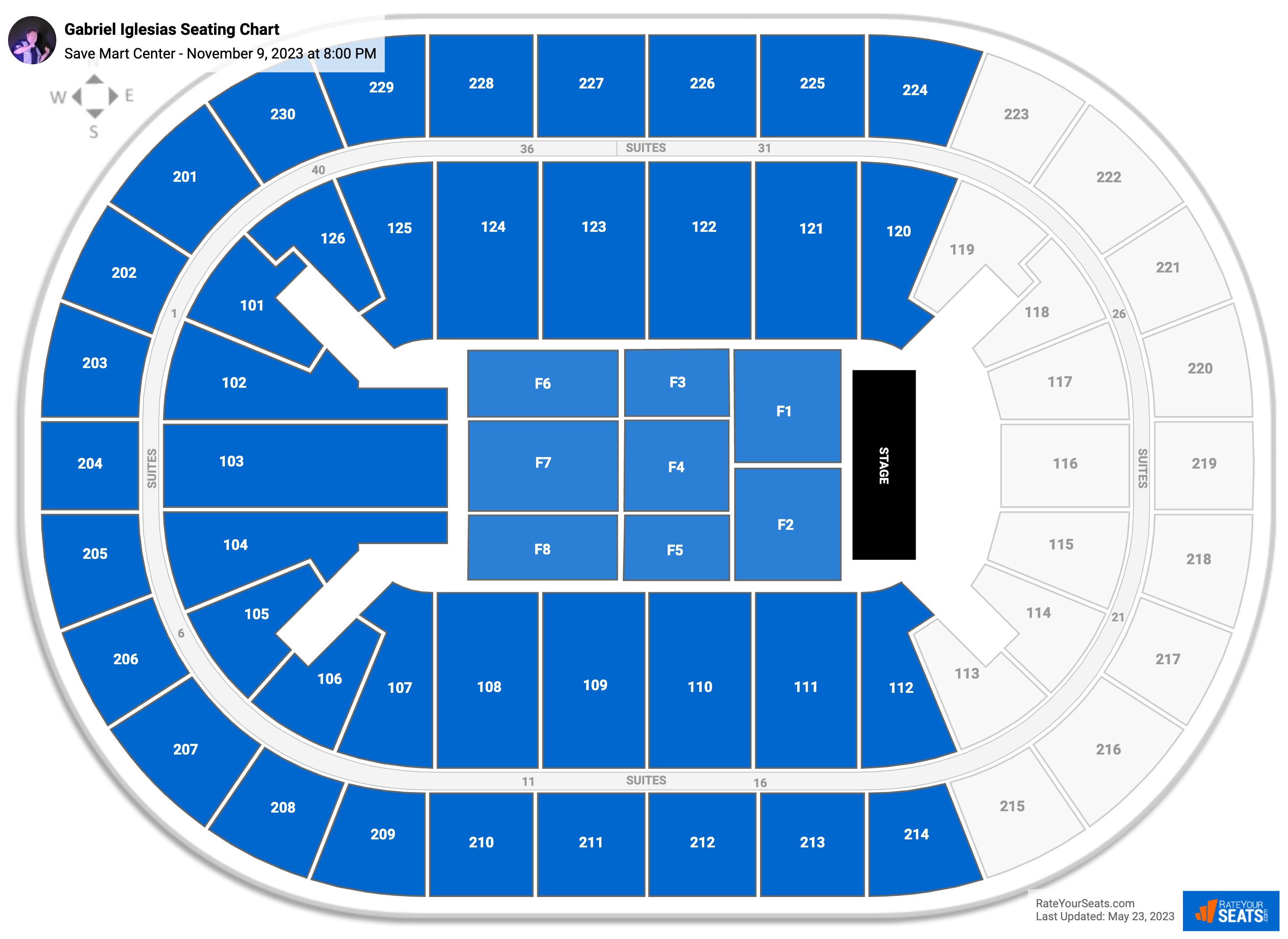Gabriel Iglesias seating chart Save Mart Center