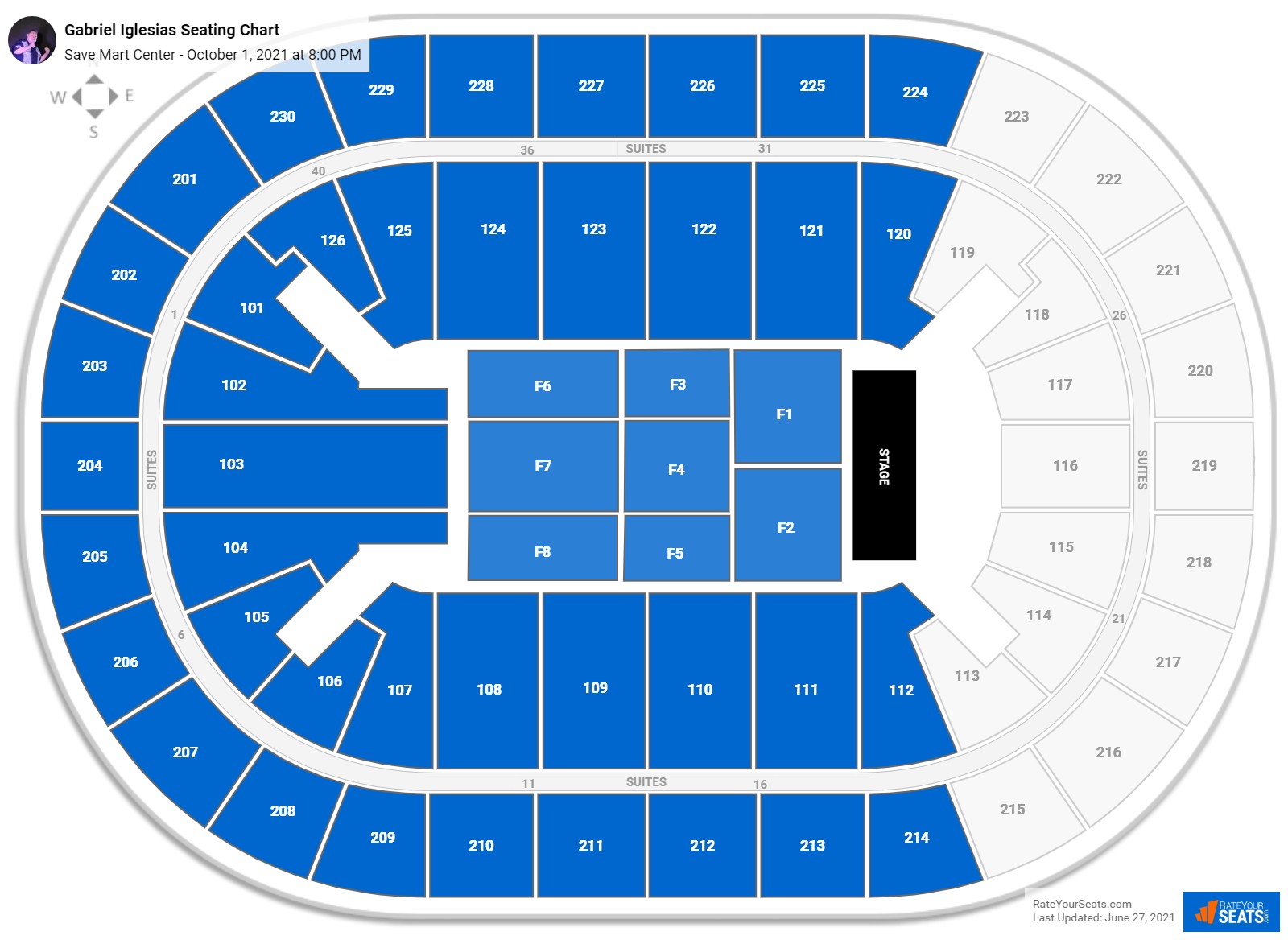 Gabriel Iglesias seating chart Save Mart Center
