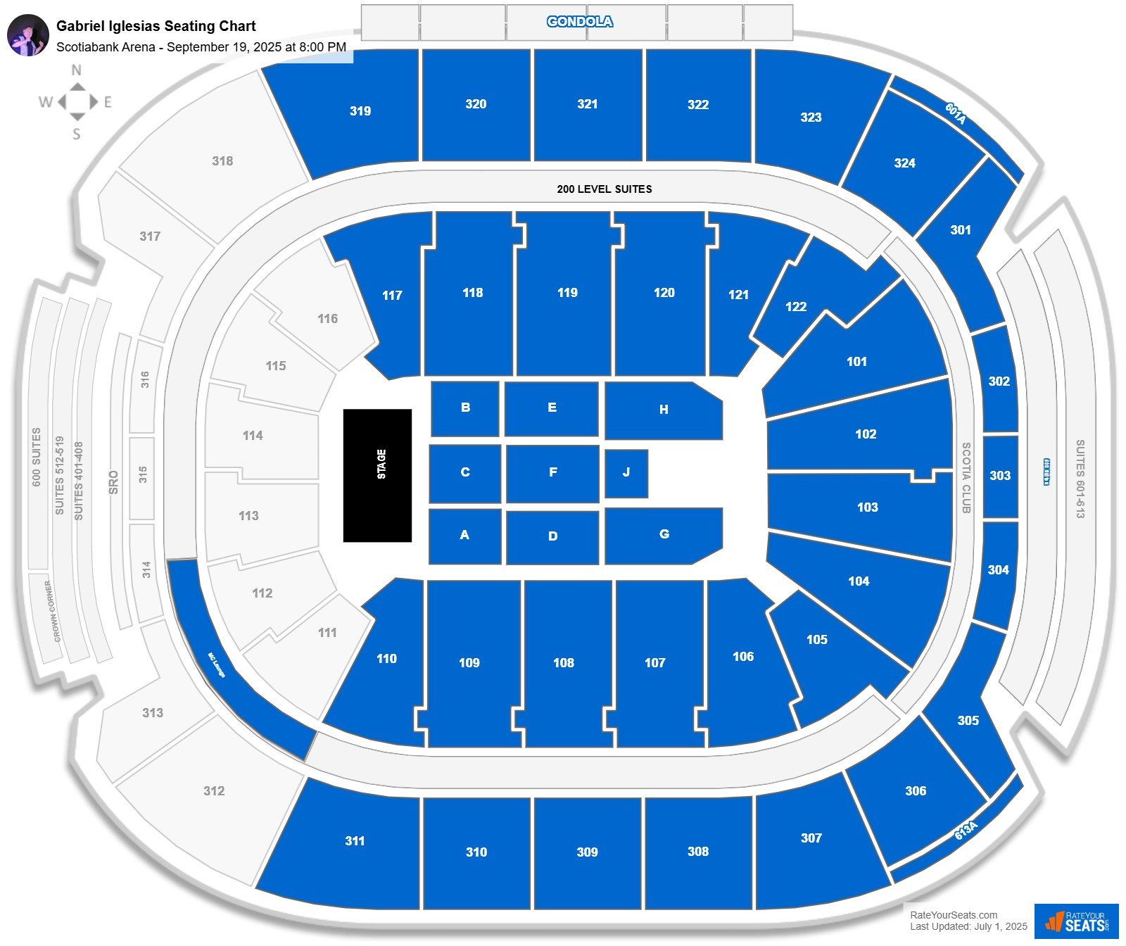 Gabriel Iglesias seating chart Scotiabank Arena