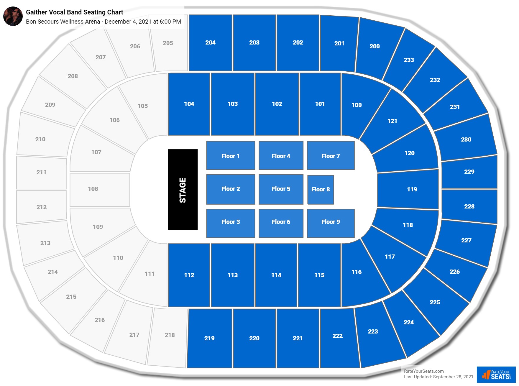 Gaither Vocal Band seating chart Bon Secours Wellness Arena