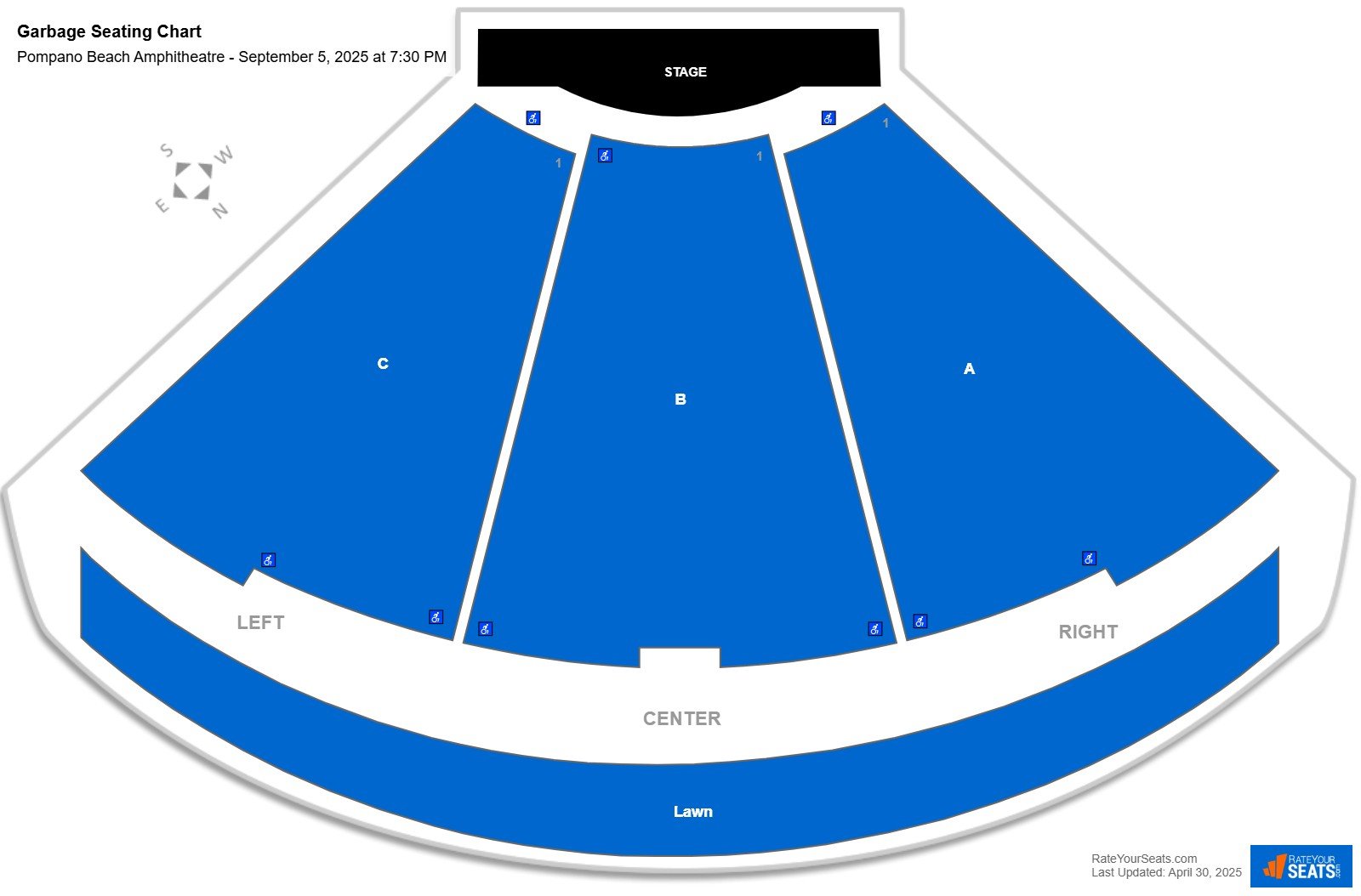Garbage seating chart Pompano Beach Amphitheatre