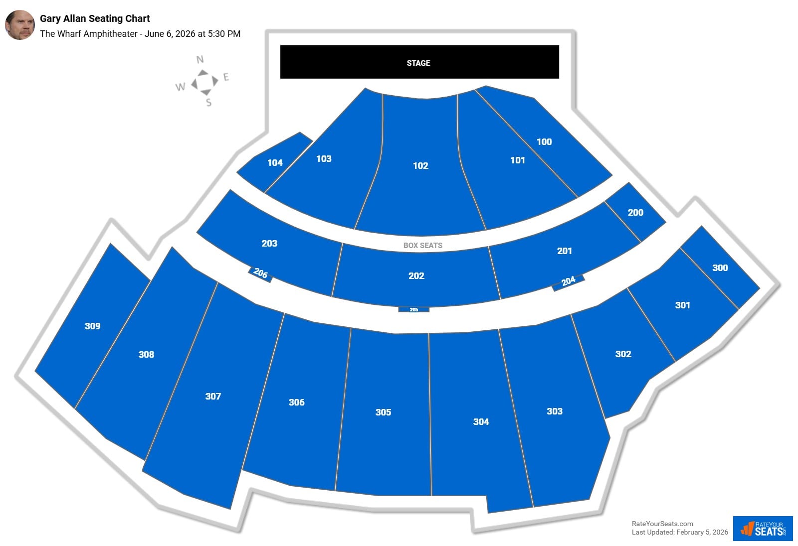 Gary Allan seating chart The Wharf Amphitheater