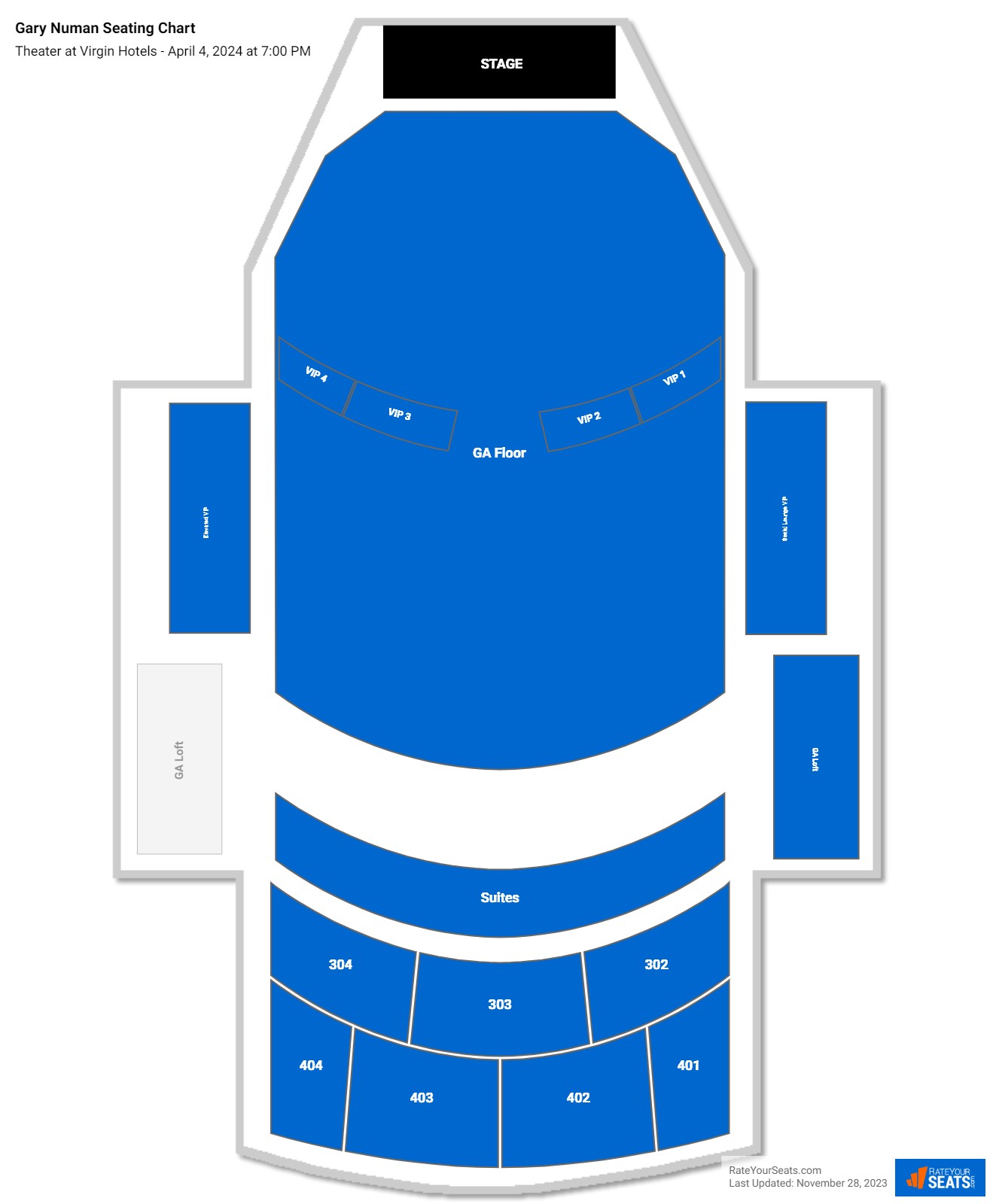 Gary Numan seating chart Theater at Virgin Hotels