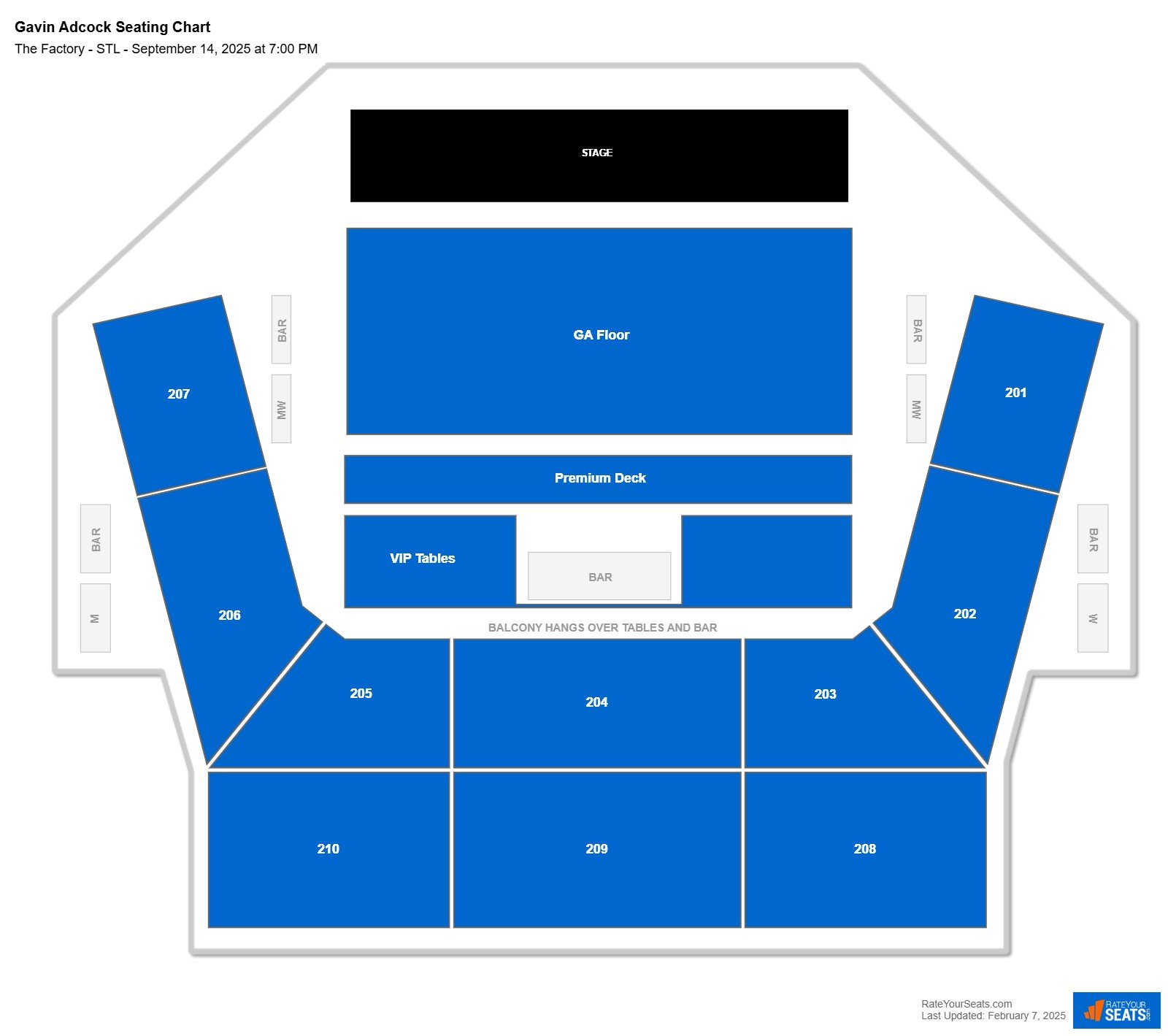 Gavin Adcock seating chart The Factory - STL