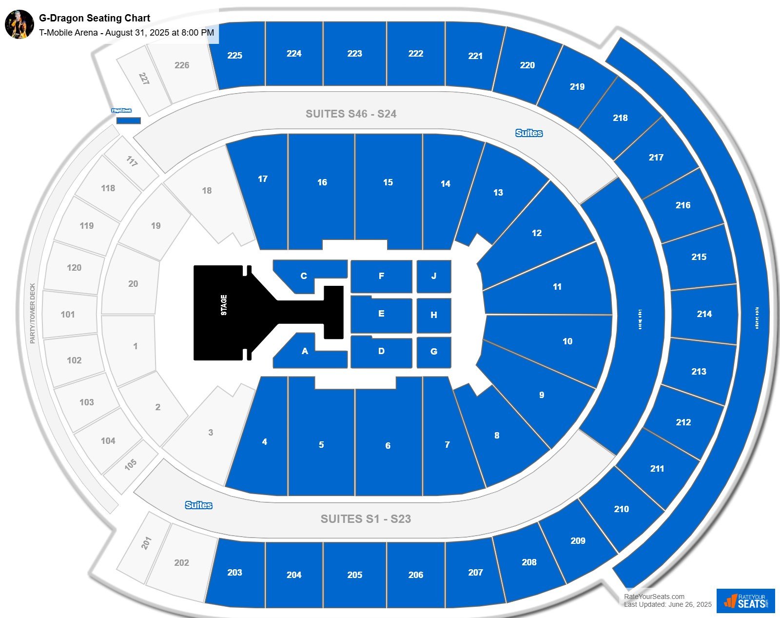 G-Dragon seating chart T-Mobile Arena