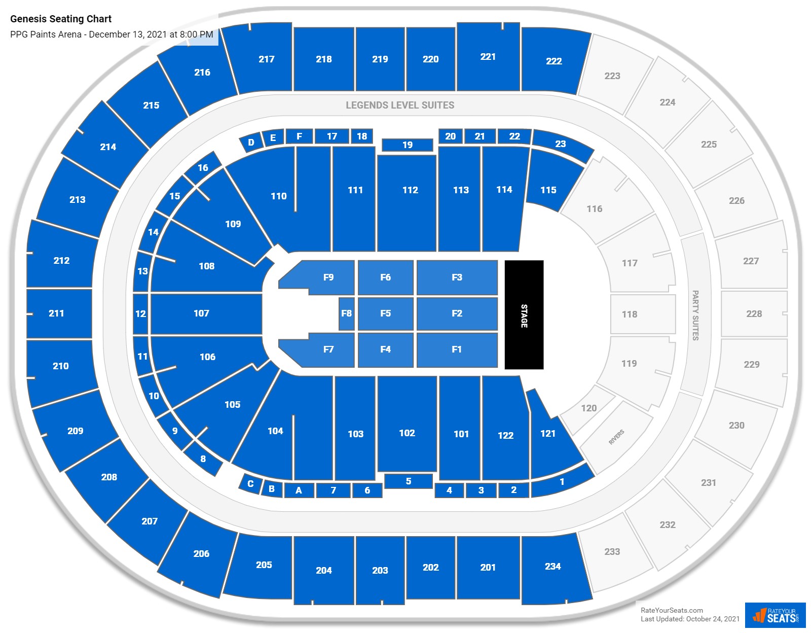 Genesis seating chart PPG Paints Arena