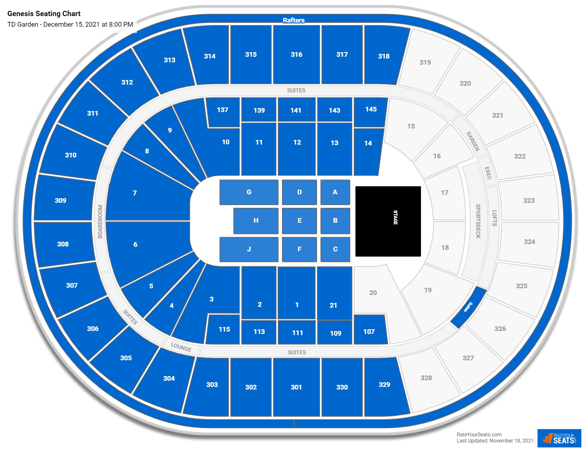 Genesis seating chart TD Garden