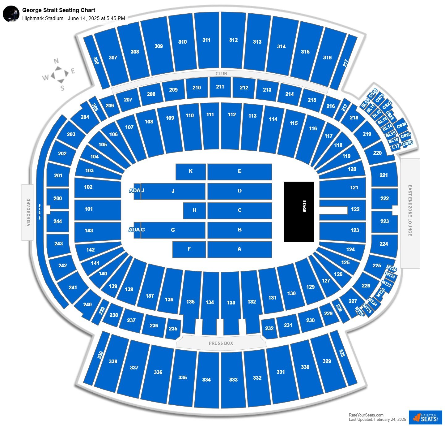 George Strait seating chart Highmark Stadium