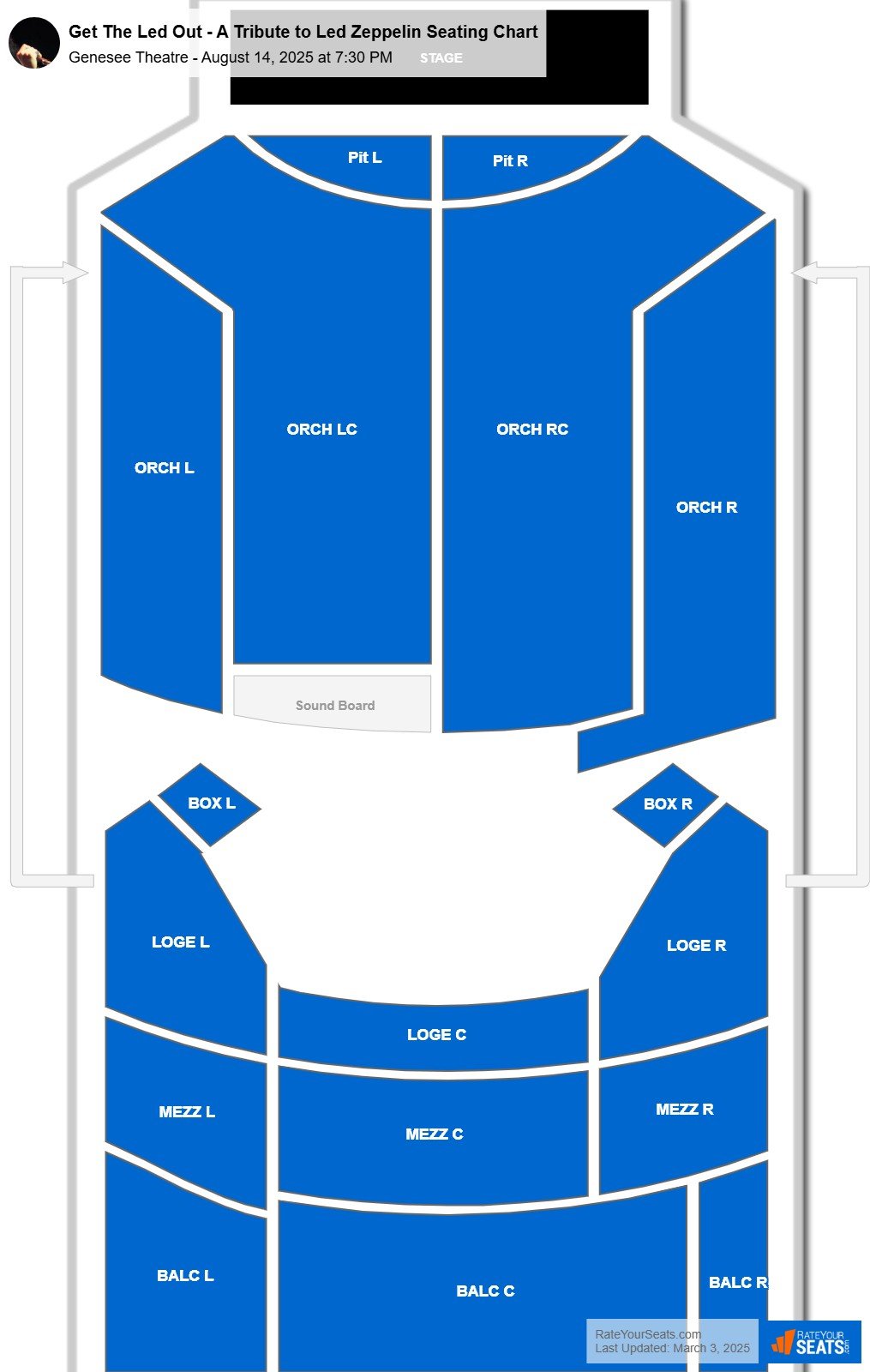 Get The Led Out - A Tribute to Led Zeppelin seating chart Genesee Theatre