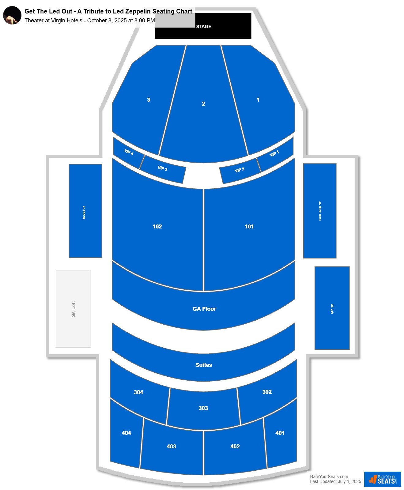 Get The Led Out - A Tribute to Led Zeppelin seating chart Theater at Virgin Hotels
