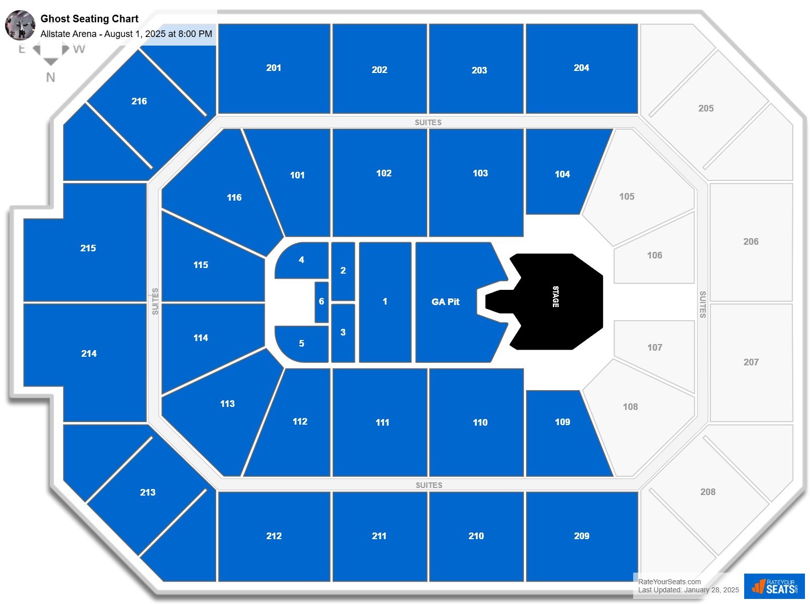 Ghost seating chart Allstate Arena