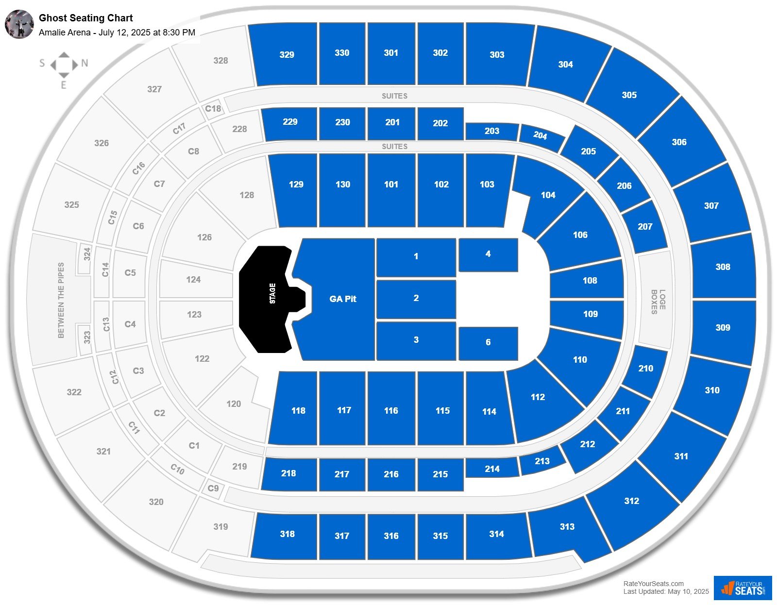 Ghost seating chart Amalie Arena