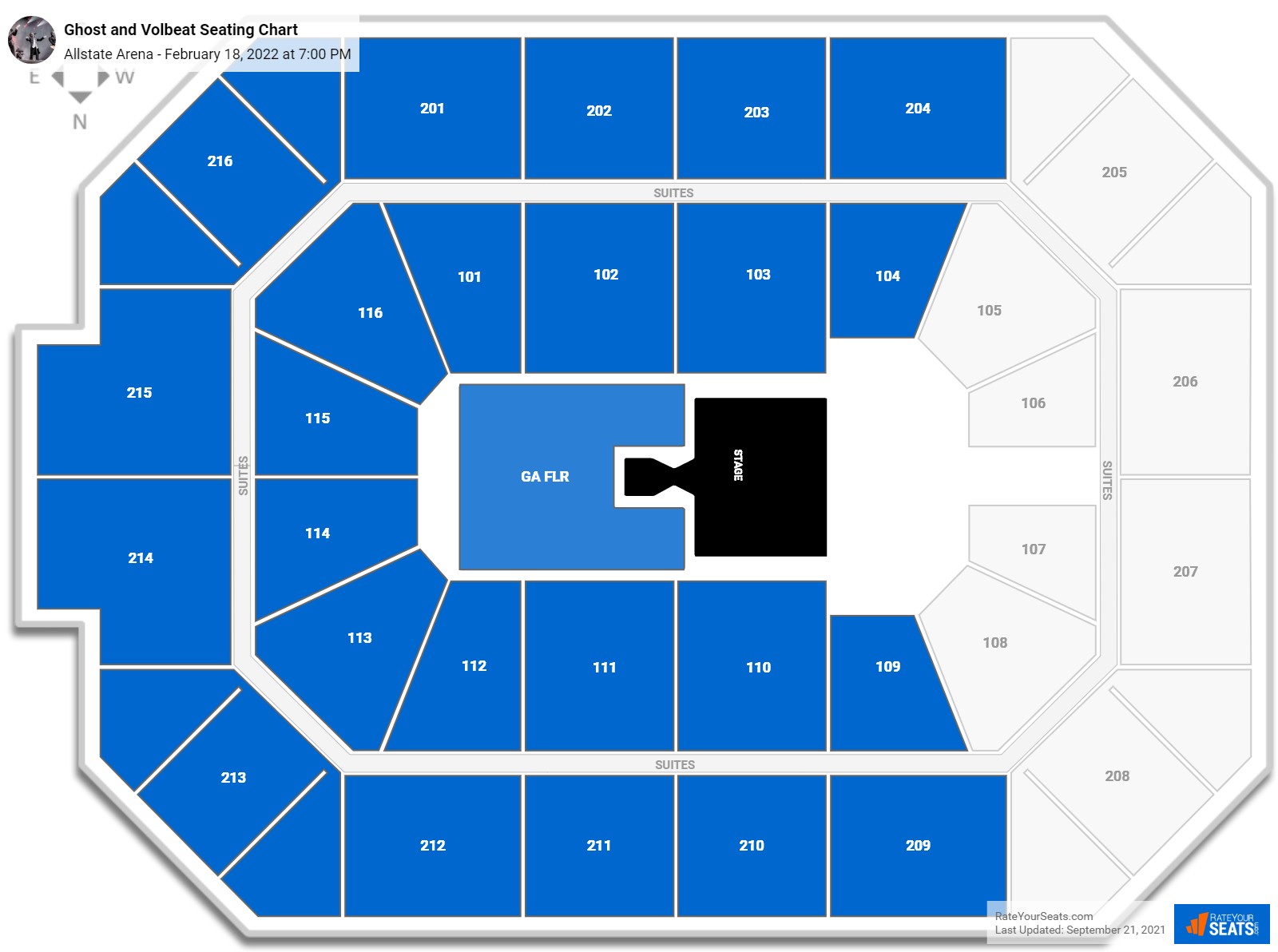 Ghost and Volbeat seating chart Allstate Arena