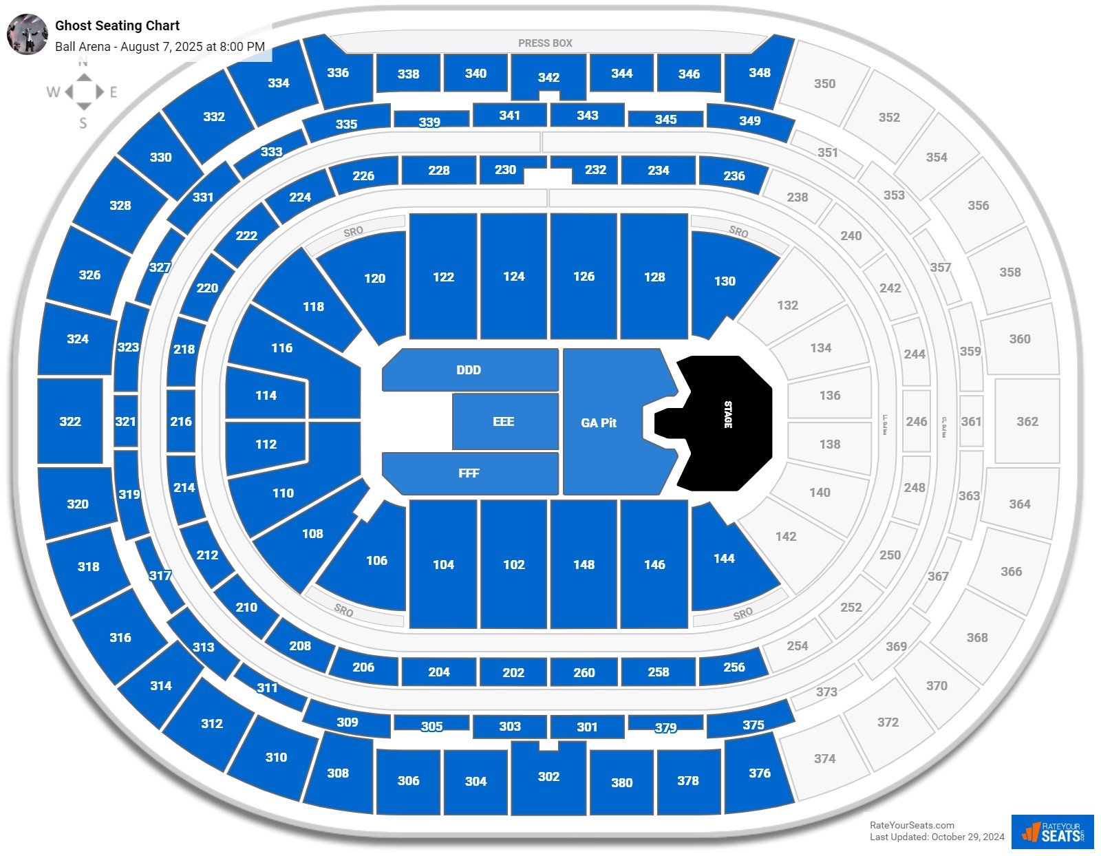 Ghost seating chart Ball Arena