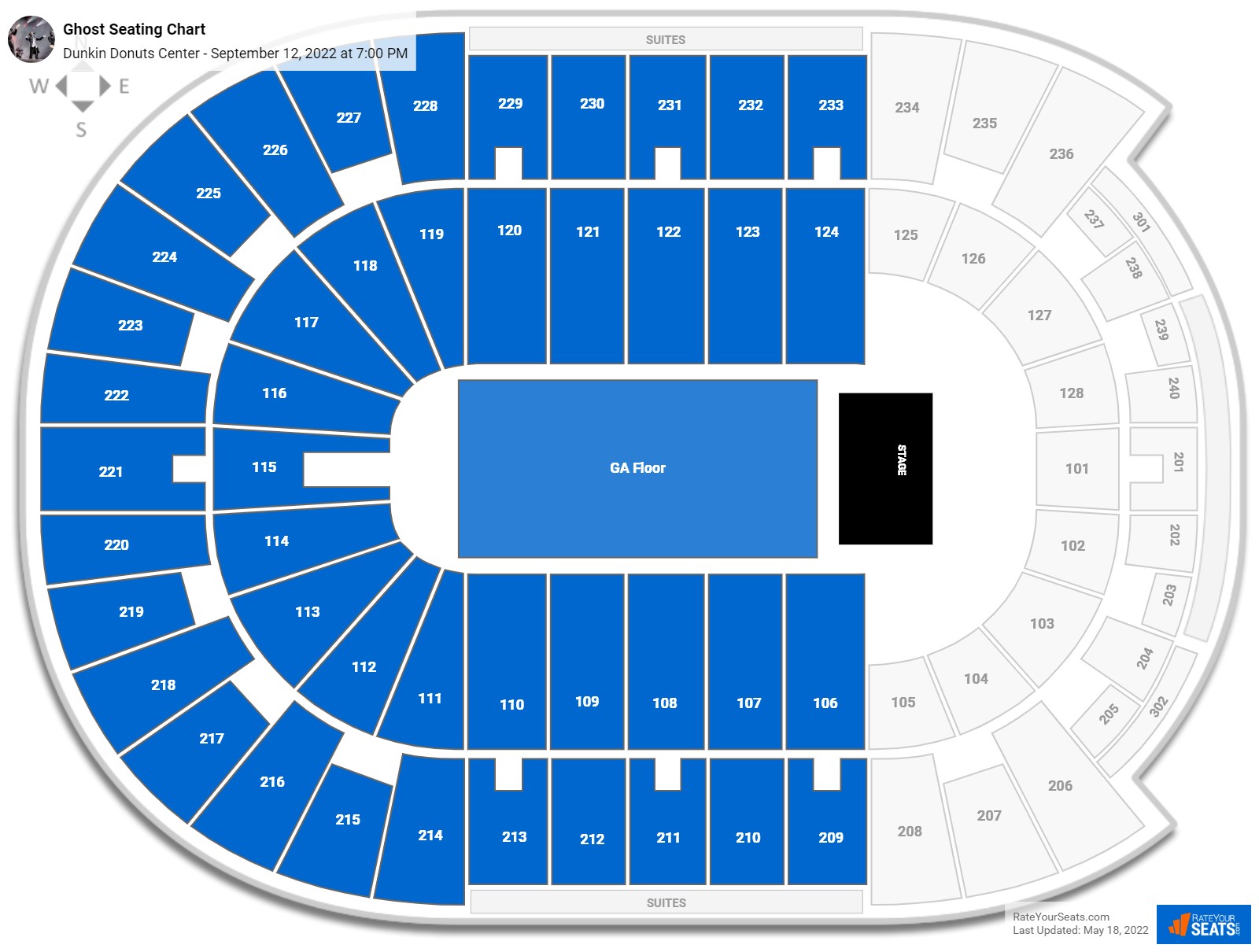 Ghost seating chart Dunkin Donuts Center