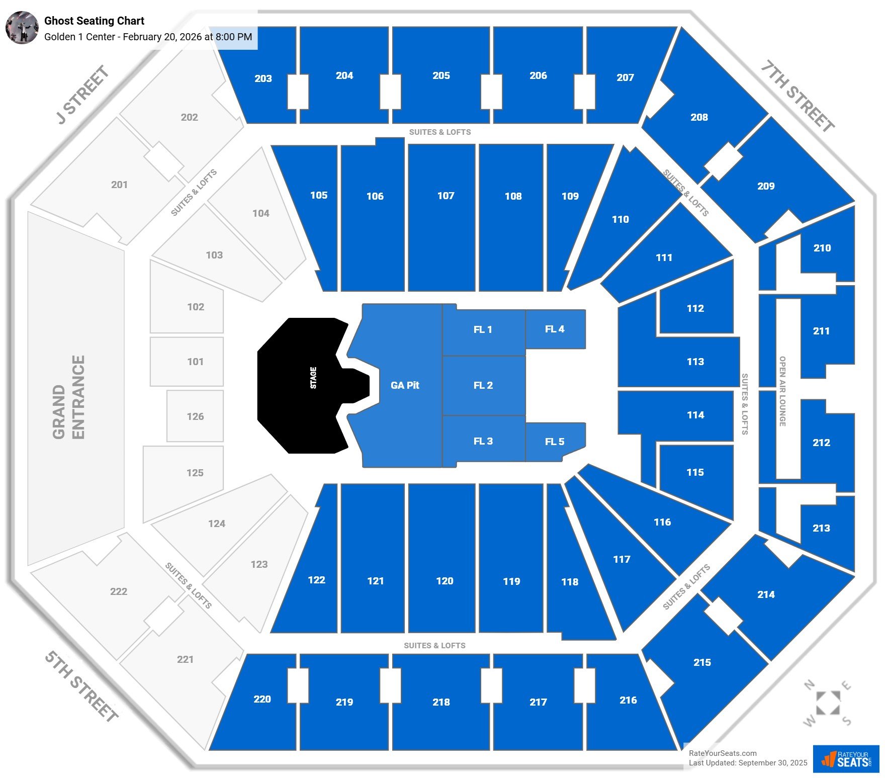 Ghost seating chart Golden 1 Center