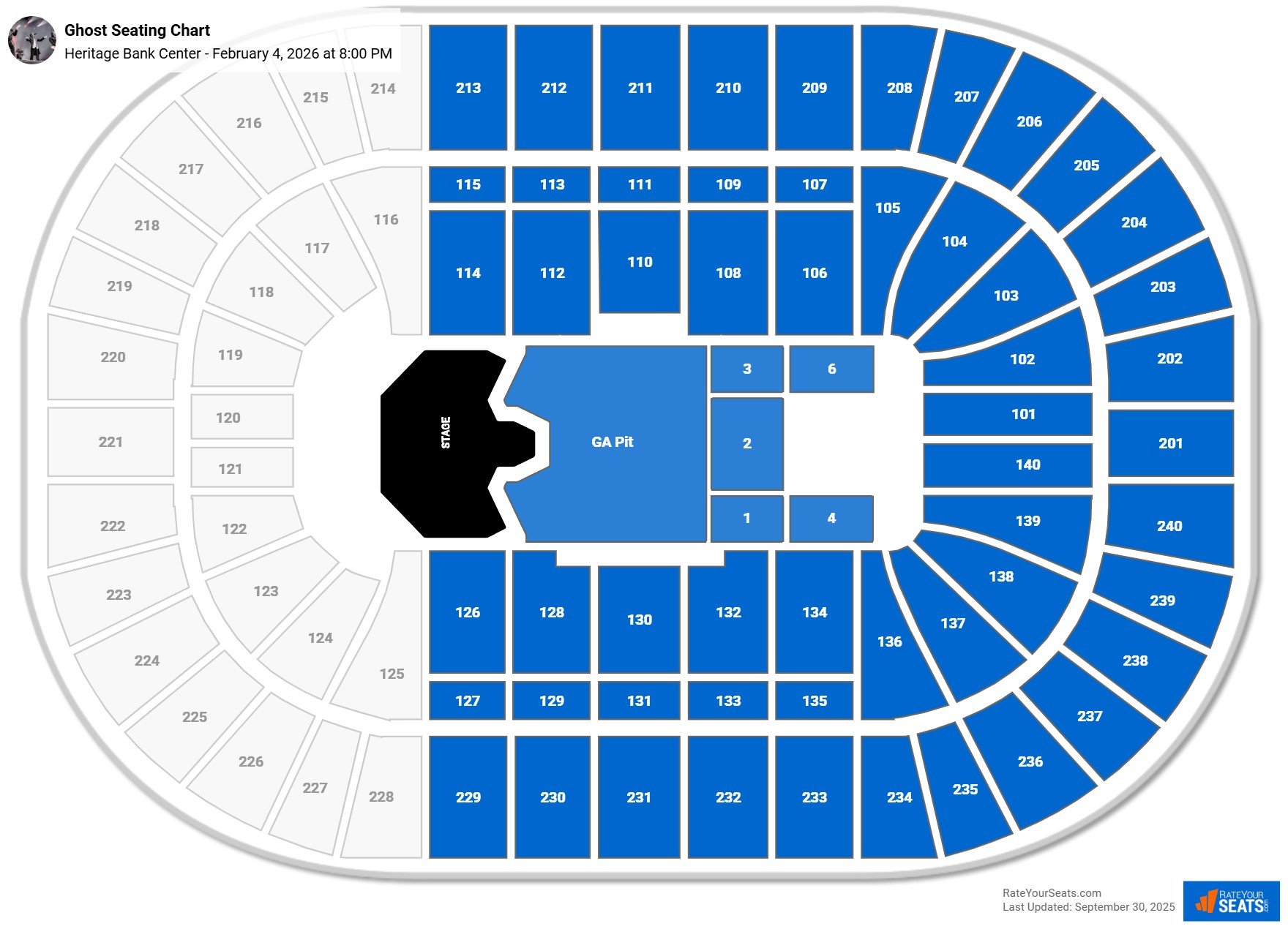 Ghost seating chart Heritage Bank Center