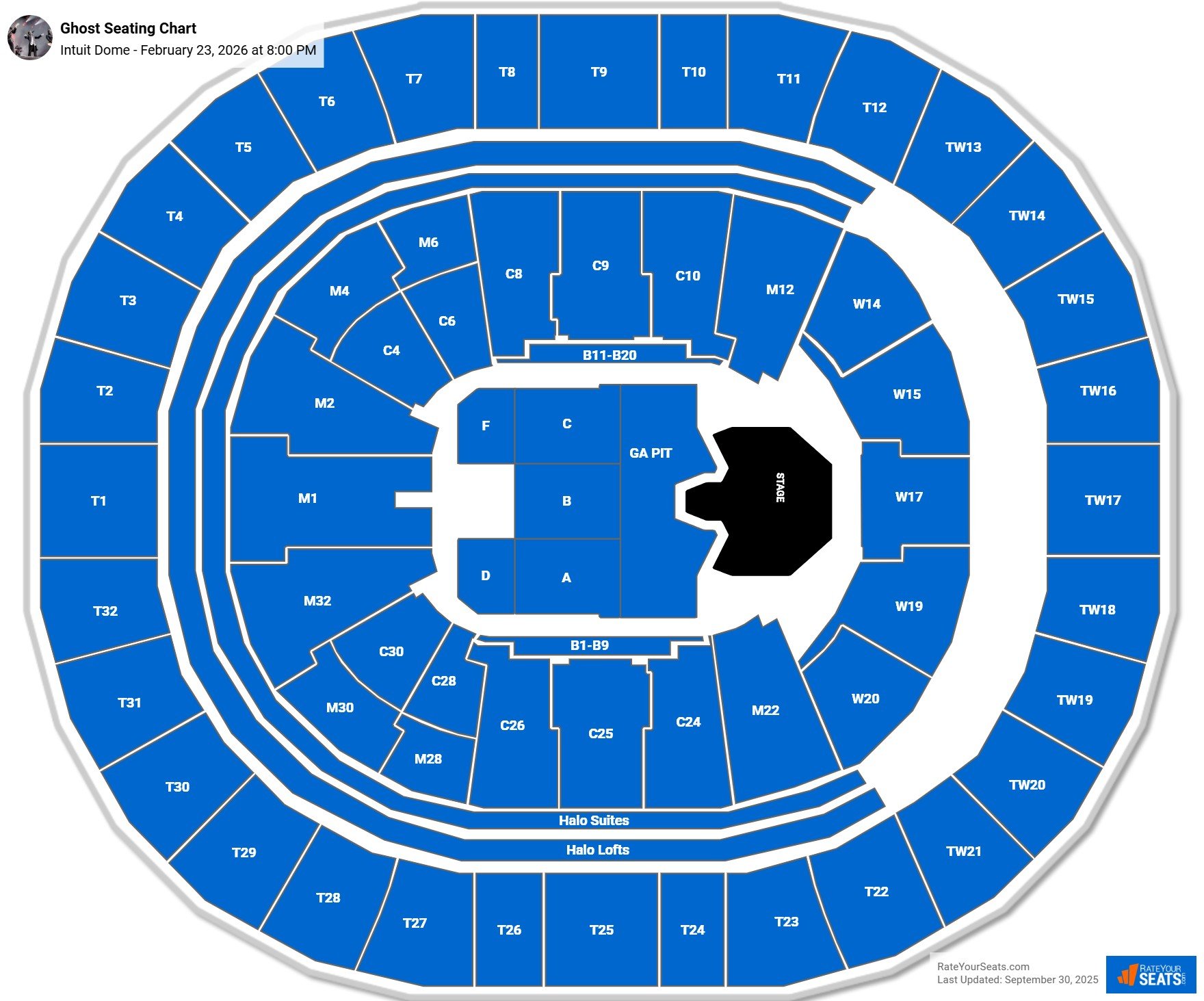 Ghost seating chart Intuit Dome