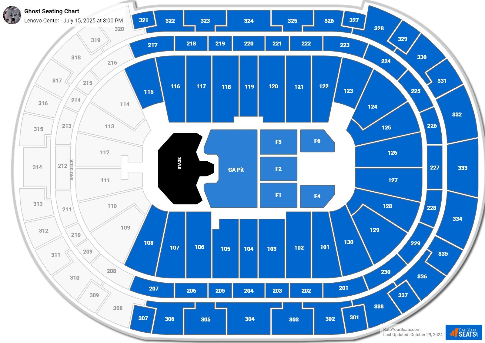 Ghost seating chart Lenovo Center