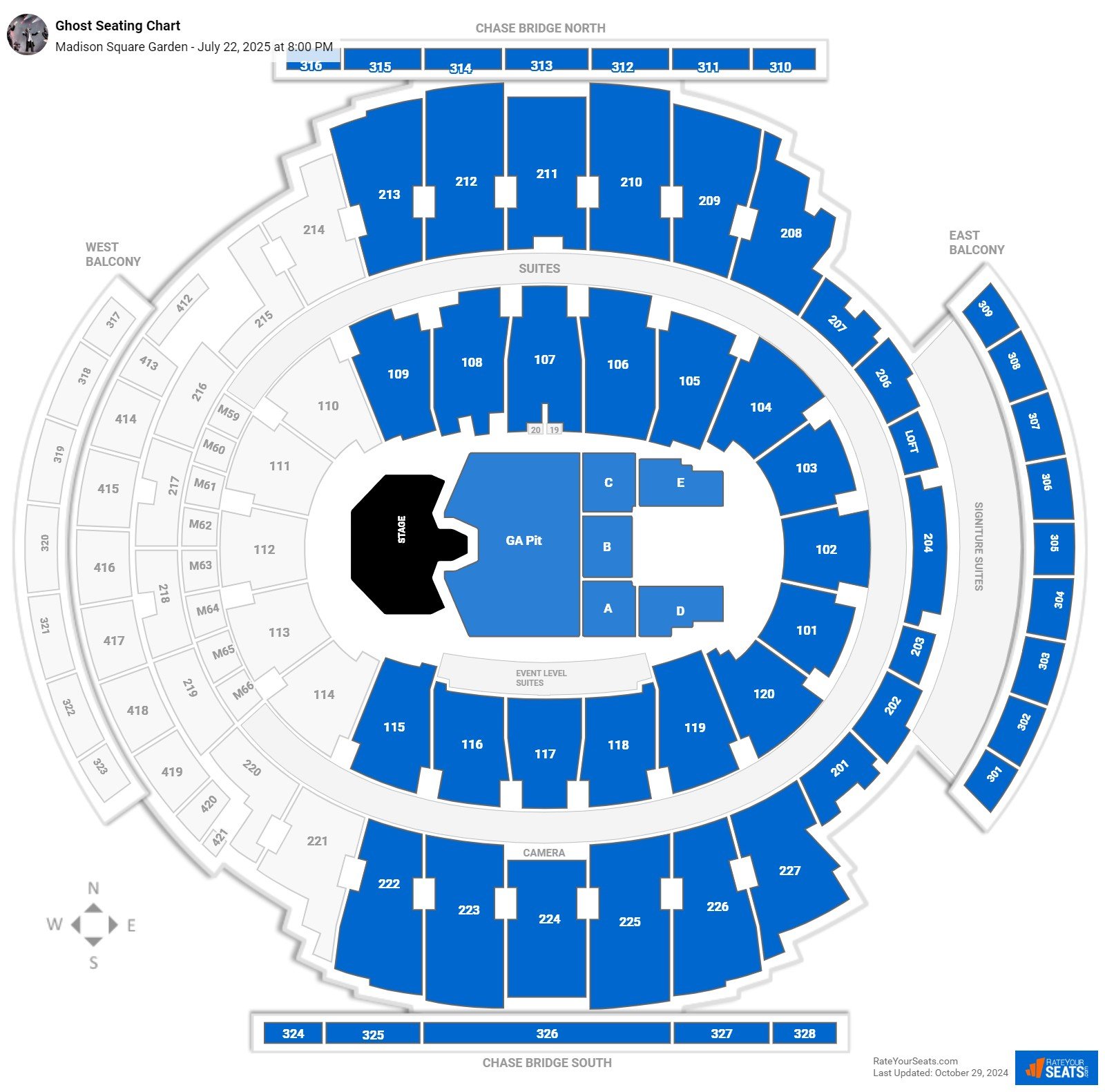 Ghost seating chart Madison Square Garden