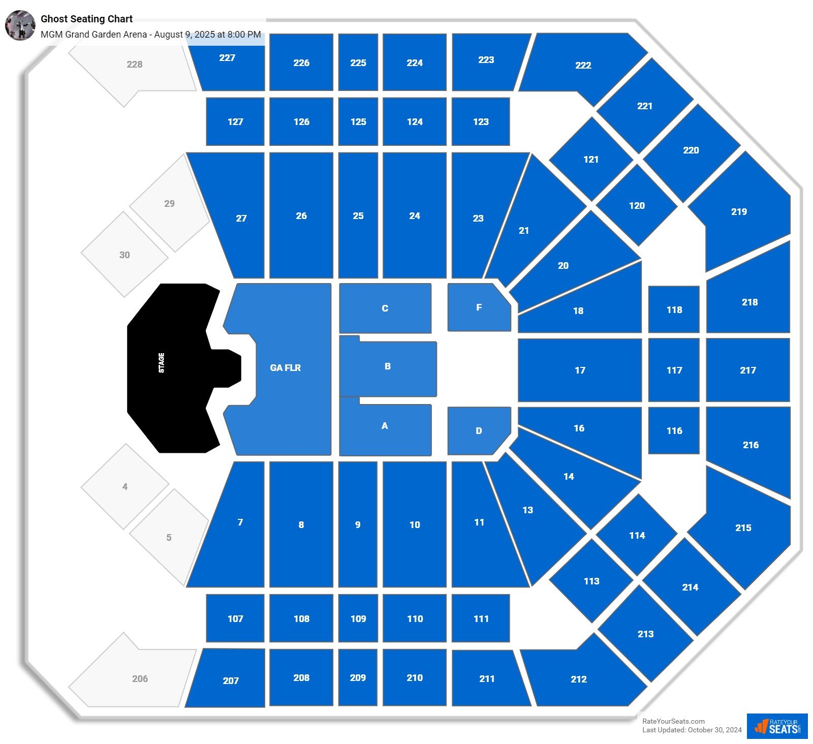 Ghost seating chart MGM Grand Garden Arena