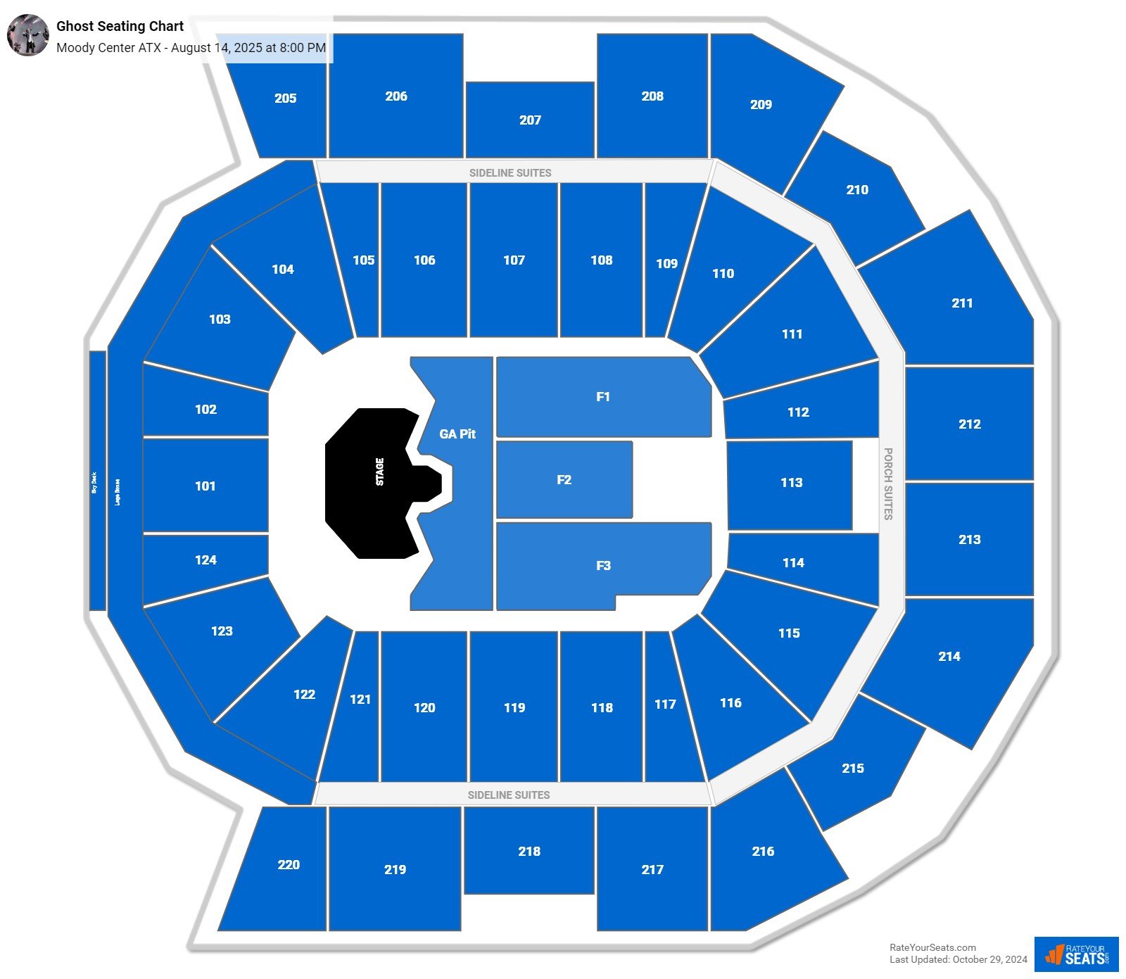 Ghost seating chart Moody Center ATX