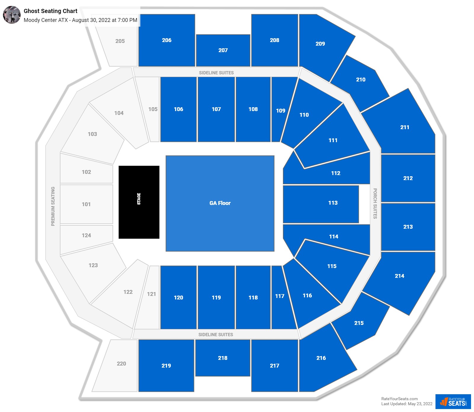 Ghost seating chart Moody Center ATX