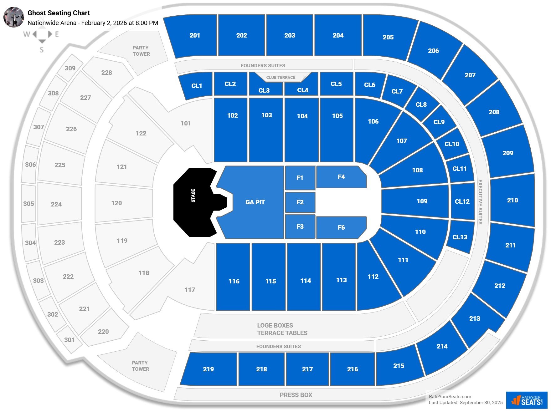 Ghost seating chart Nationwide Arena