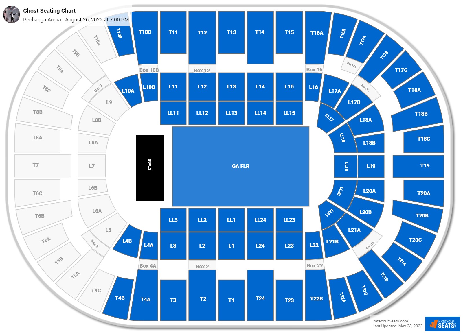 Ghost seating chart Pechanga Arena