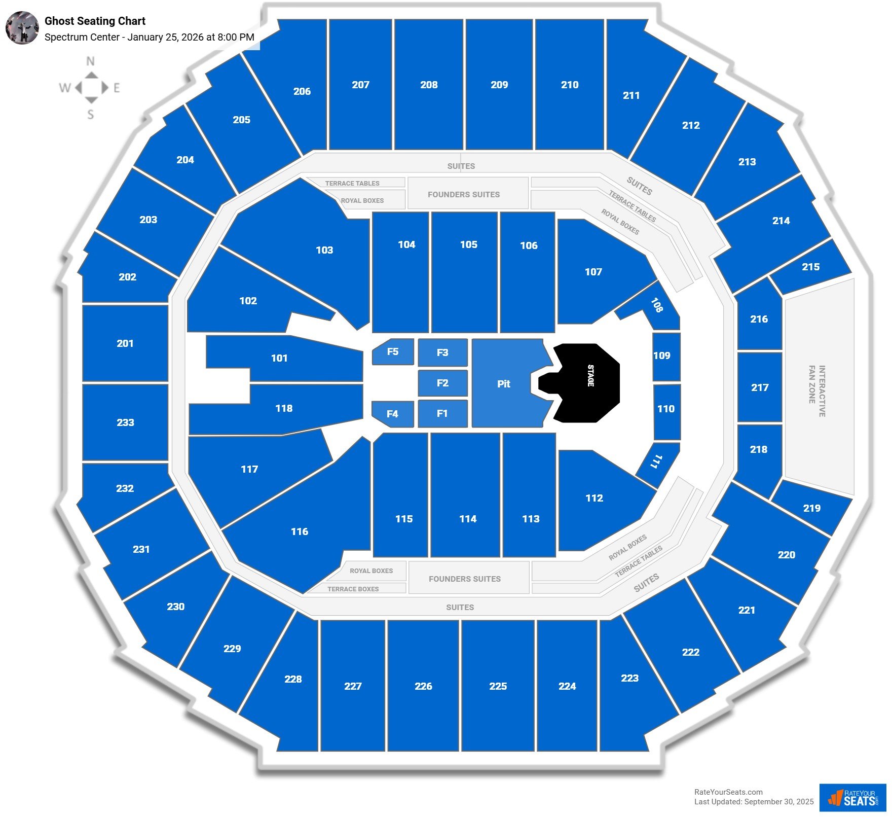 Ghost seating chart Spectrum Center