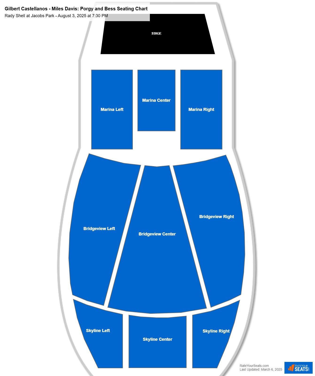 Gilbert Castellanos - Miles Davis: Porgy and Bess seating chart Rady Shell at Jacobs Park