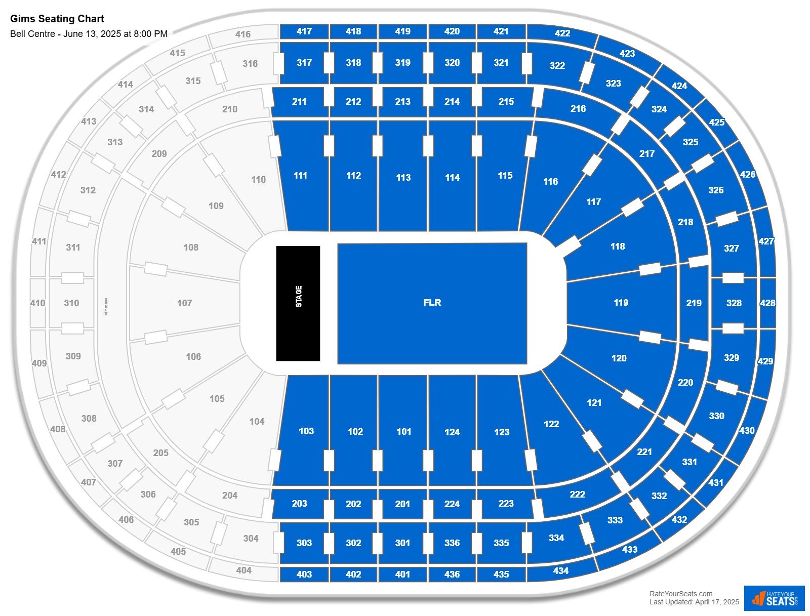 Gims seating chart Bell Centre