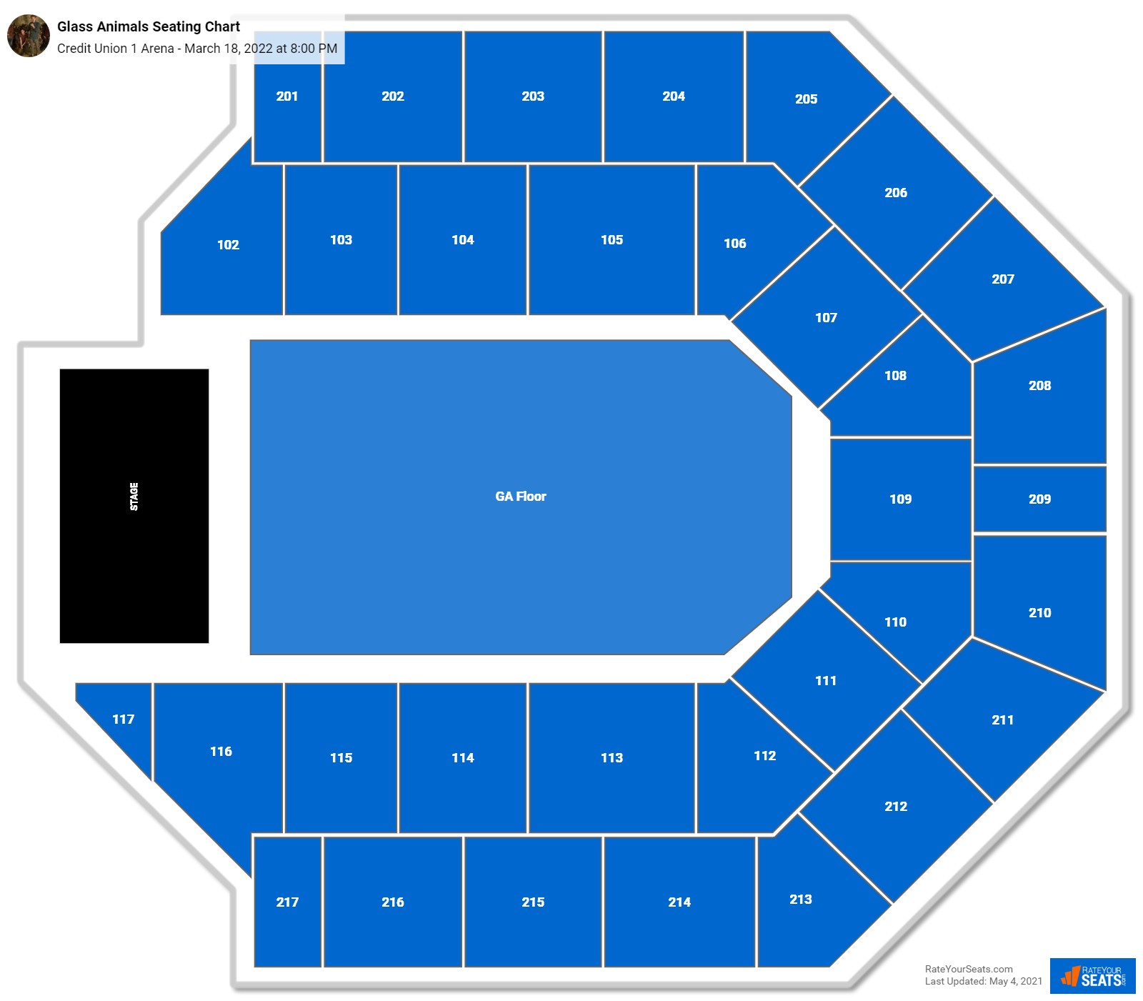 Glass Animals seating chart Credit Union 1 Arena