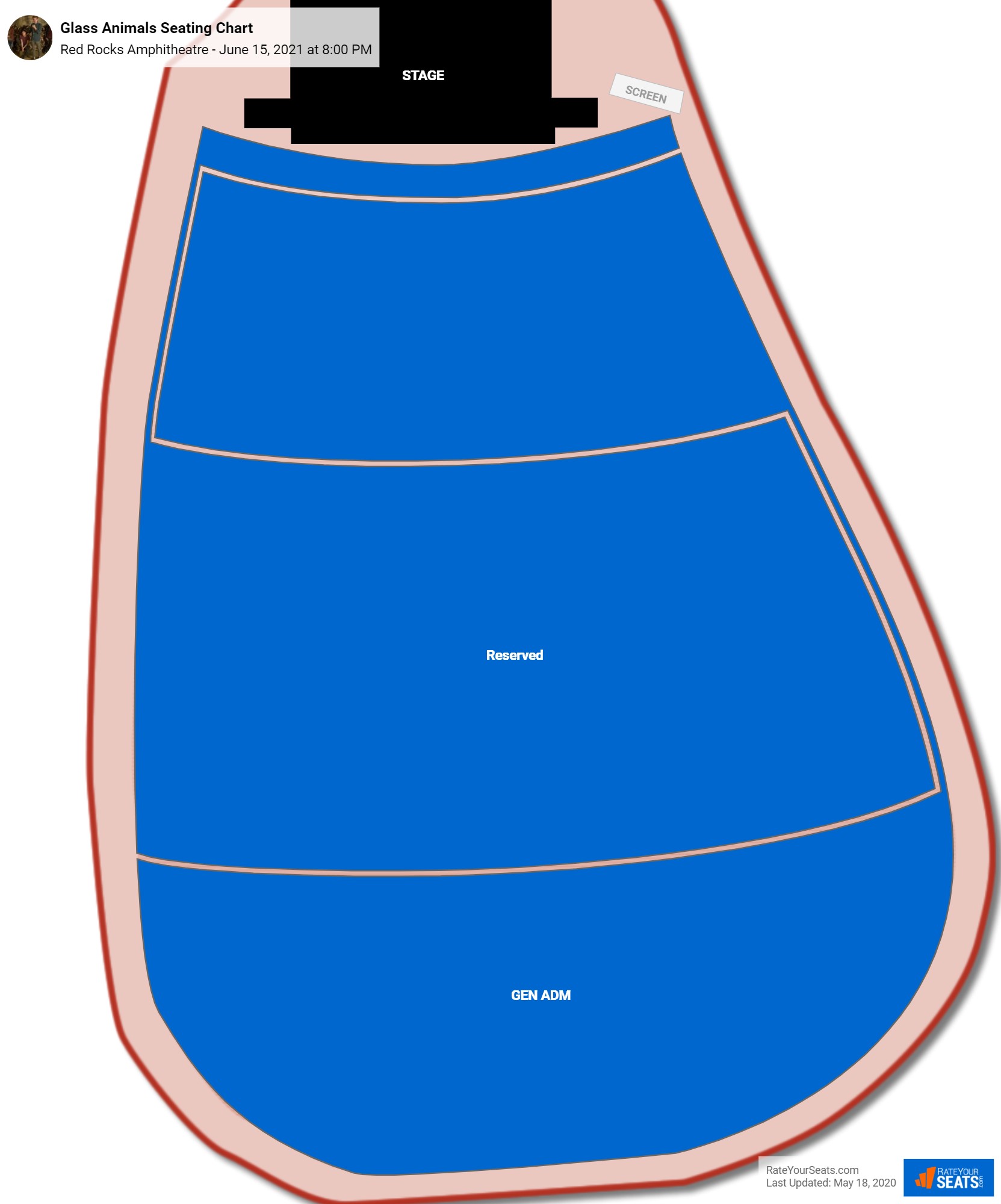 Glass Animals seating chart Red Rocks Amphitheatre