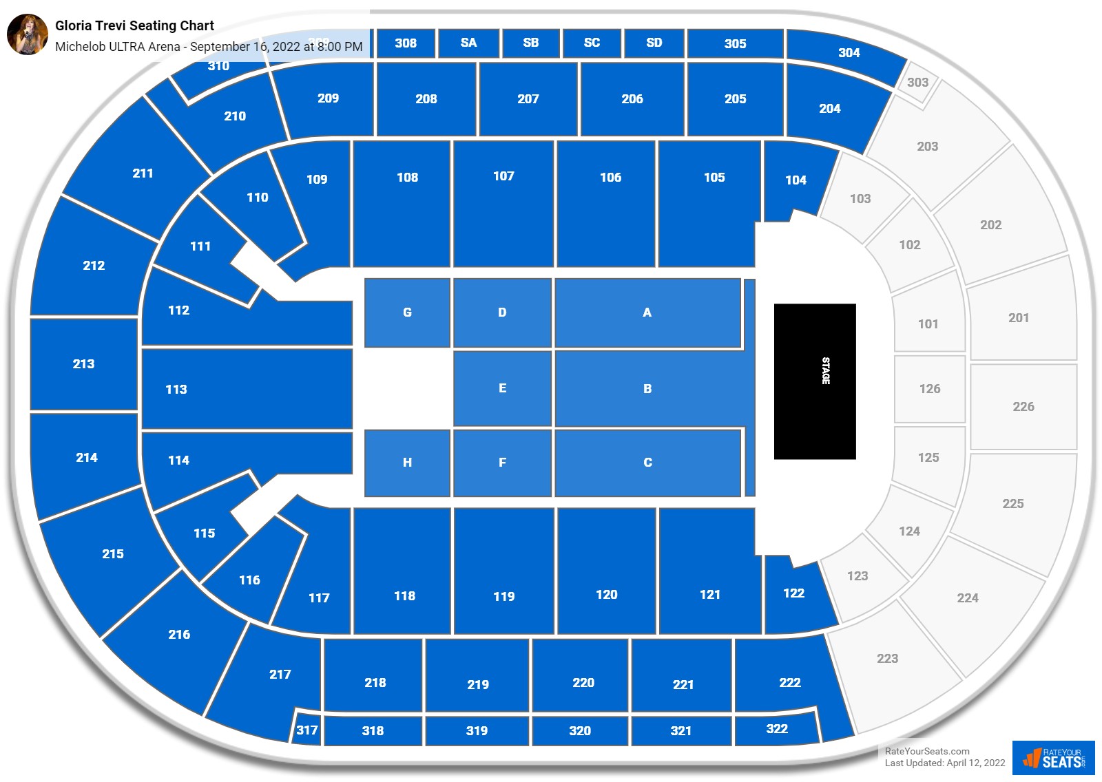 Gloria Trevi seating chart Michelob ULTRA Arena