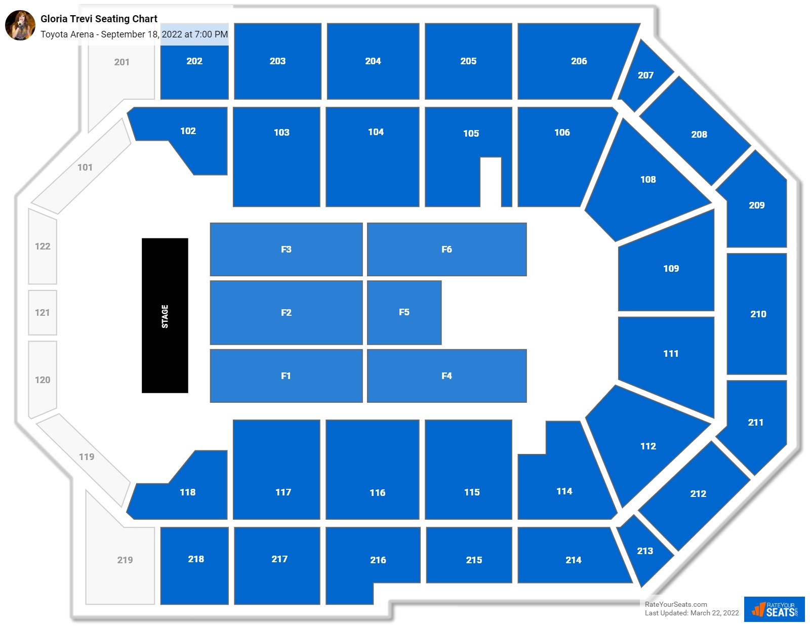 Gloria Trevi seating chart Toyota Arena