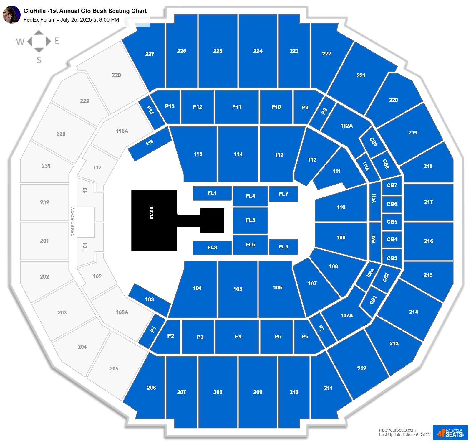 GloRilla -1st Annual Glo Bash seating chart FedEx Forum