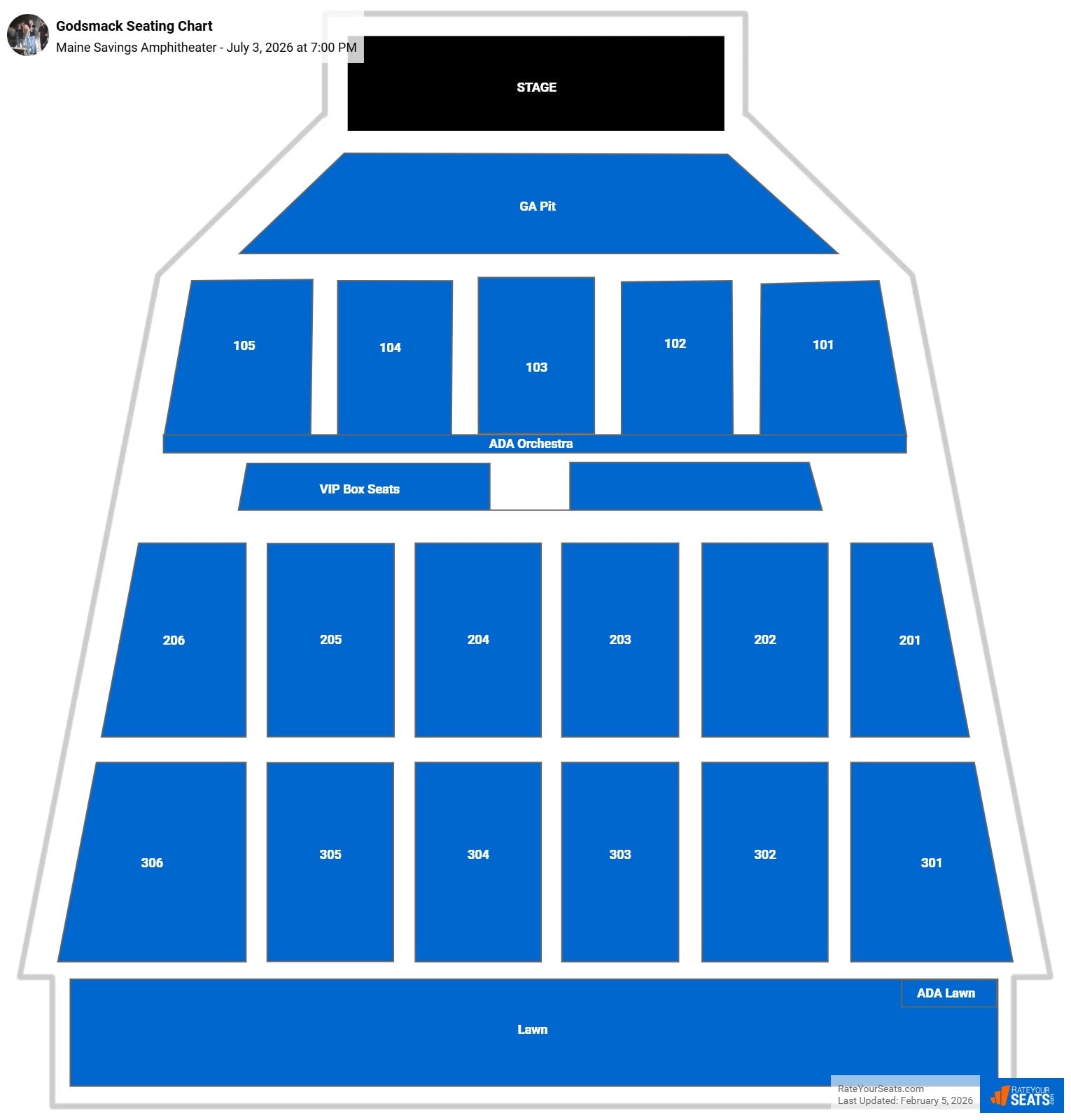 Godsmack seating chart Maine Savings Amphitheater