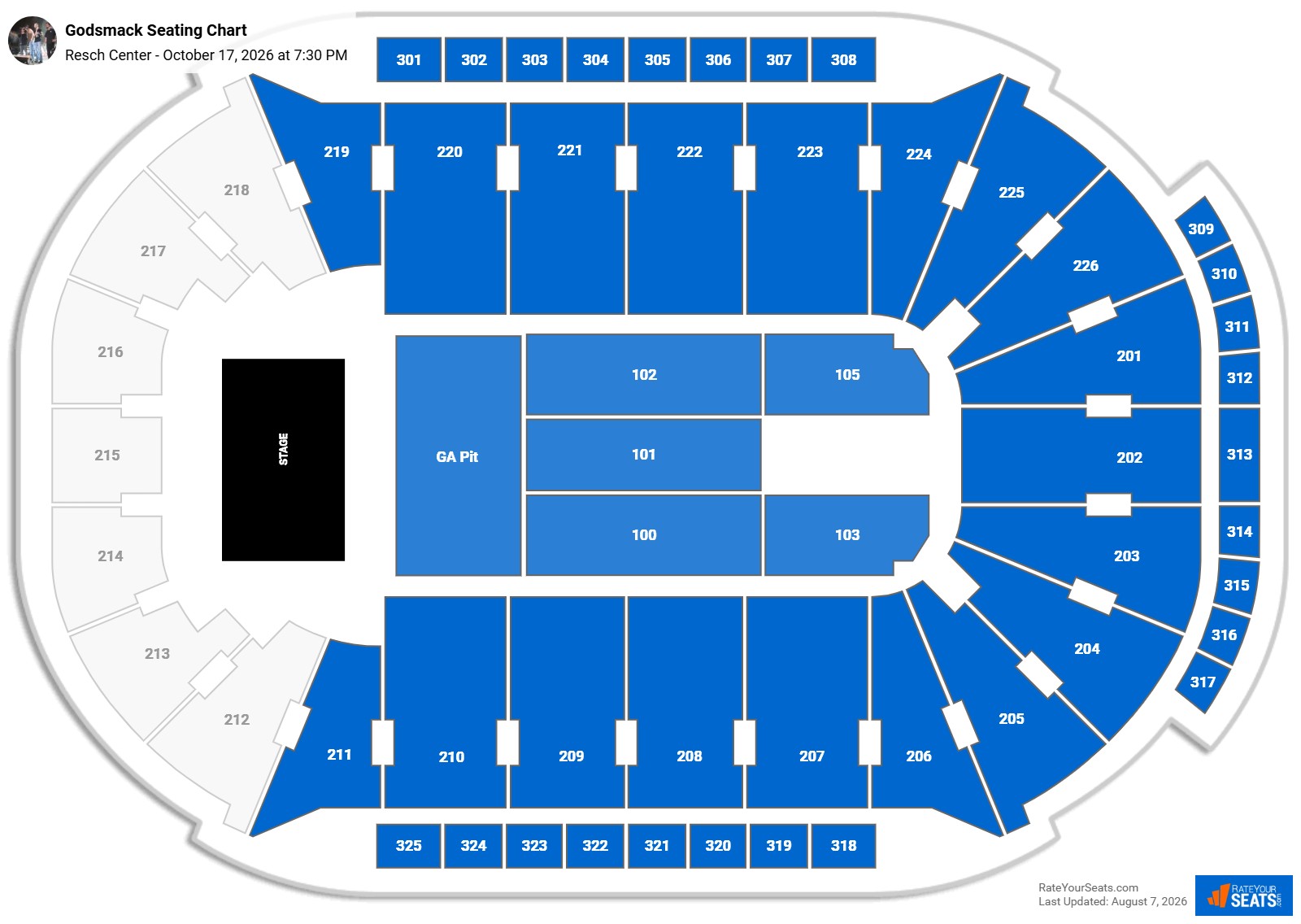 Godsmack Seating Chart at Resch Center