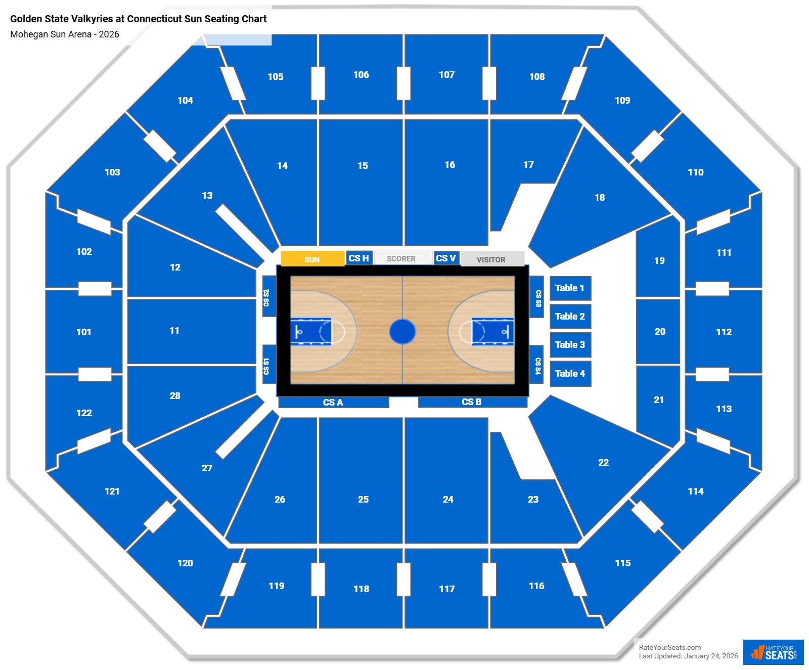 Golden State Valkyries at Connecticut Sun seating chart Mohegan Sun Arena