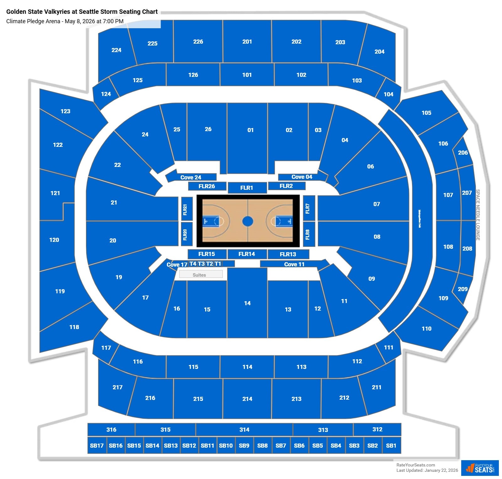Golden State Valkyries at Seattle Storm seating chart Climate Pledge Arena